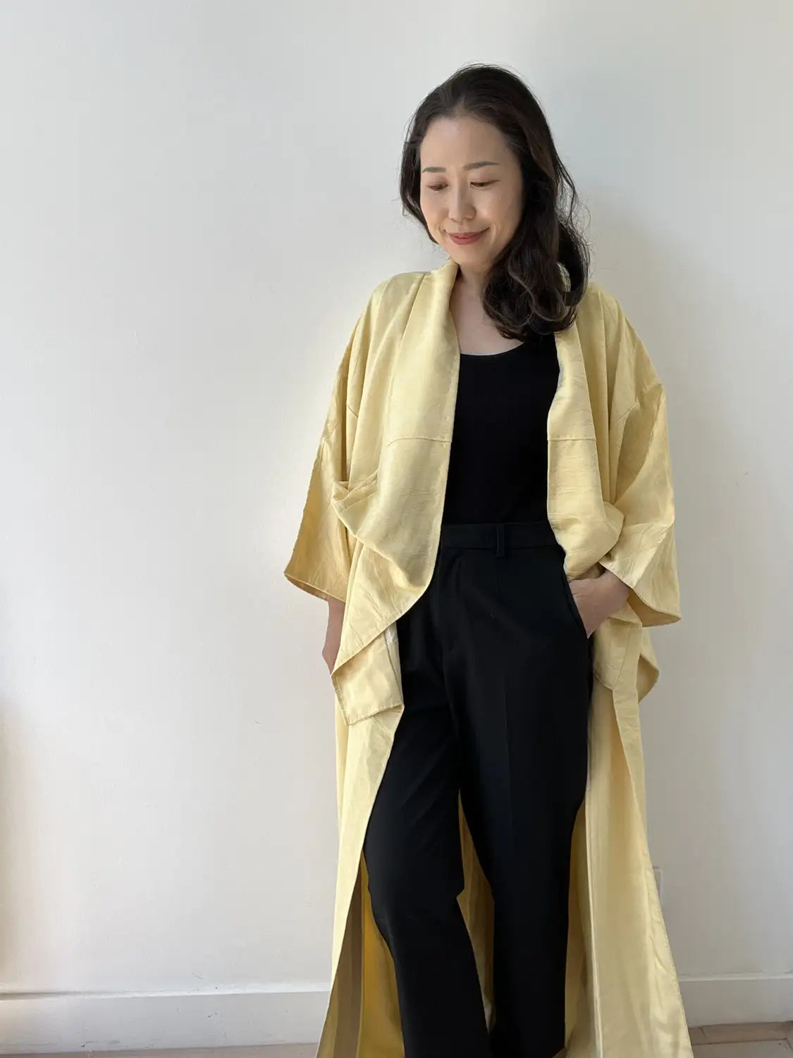 Vintage Iromuji-Kimono – weiches Gold – Halleluja, original arrangiert