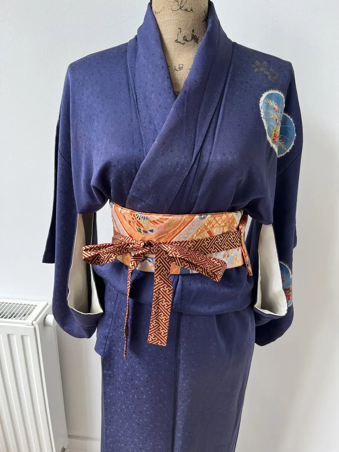 Vintage  homongi kimono - Navyblue Heart motif - Hallelujah original arrange