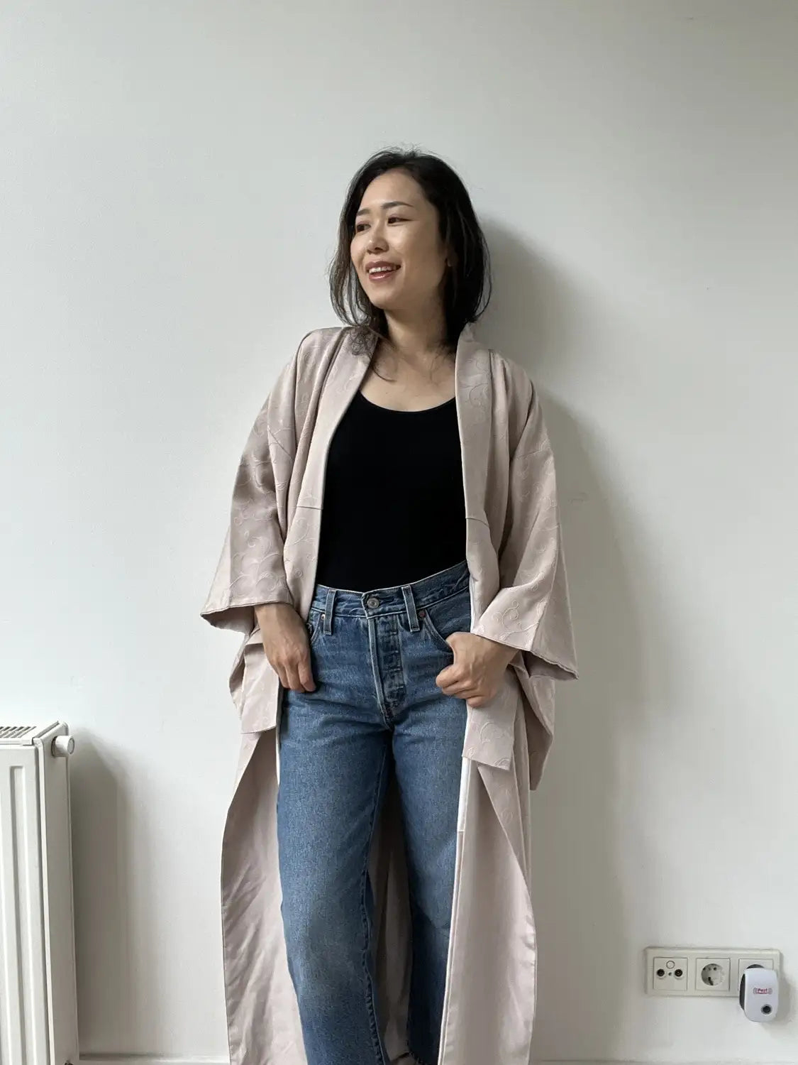 Vintage Iromuji Kimono – Grauer Karakusa – Halleluja original arrangiert