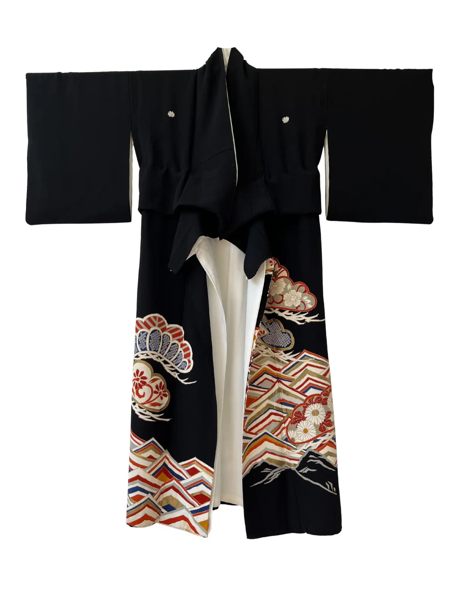 tomesode noir vintage - Pine and Ocean Waves -Hallelujah arrangement original