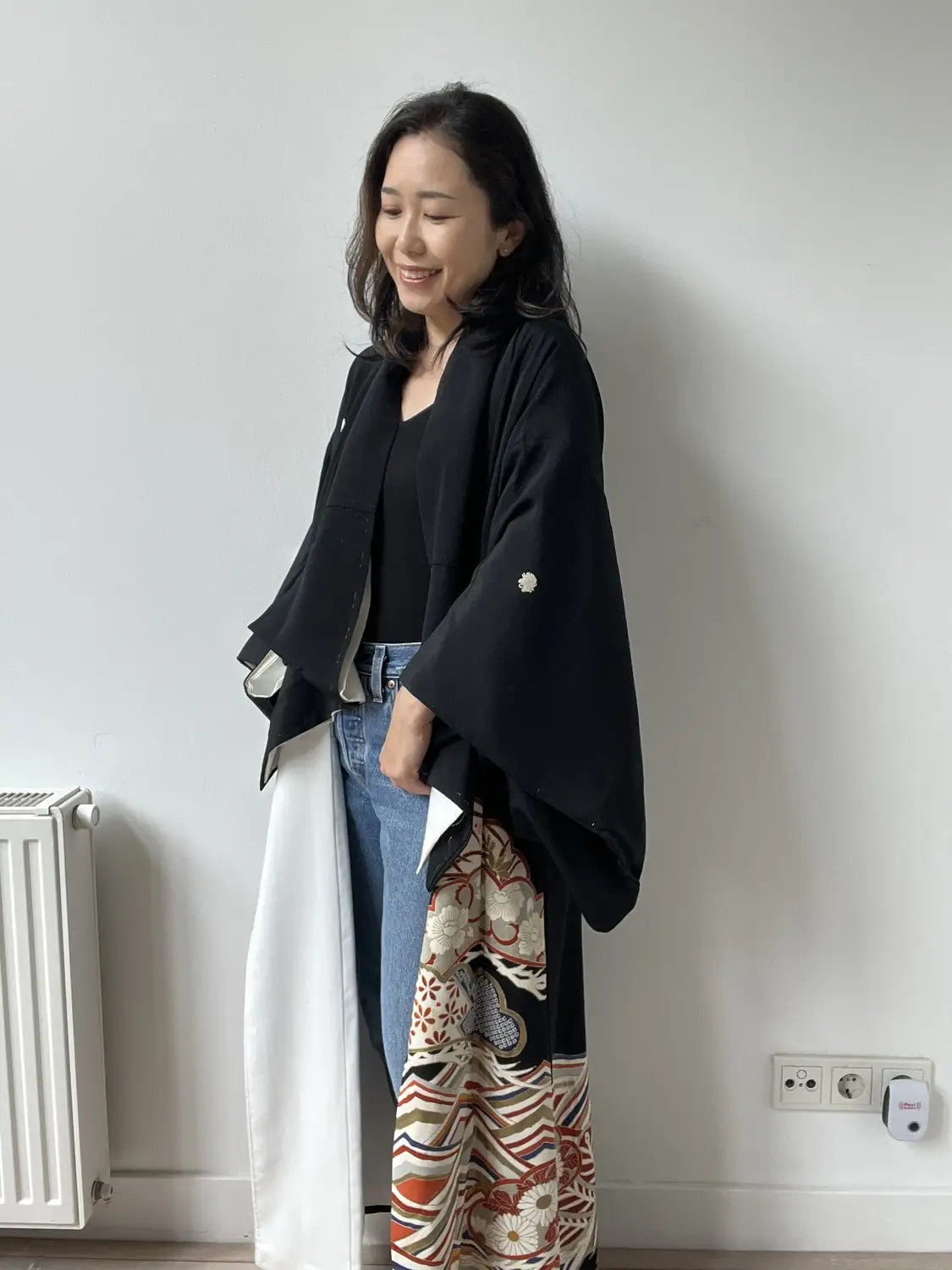 tomesode noir vintage - Pine and Ocean Waves -Hallelujah arrangement original