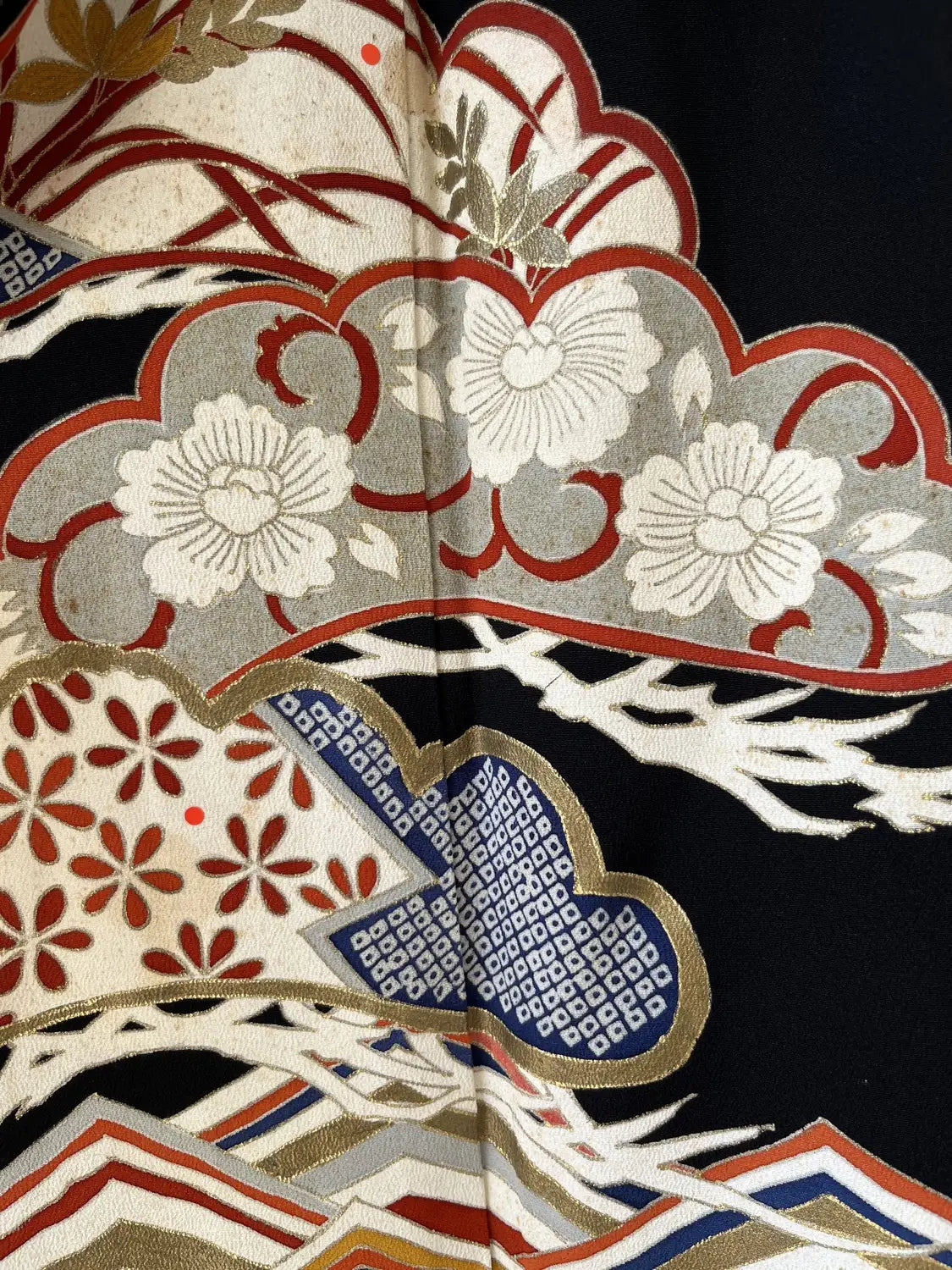 tomesode noir vintage - Pine and Ocean Waves -Hallelujah arrangement original