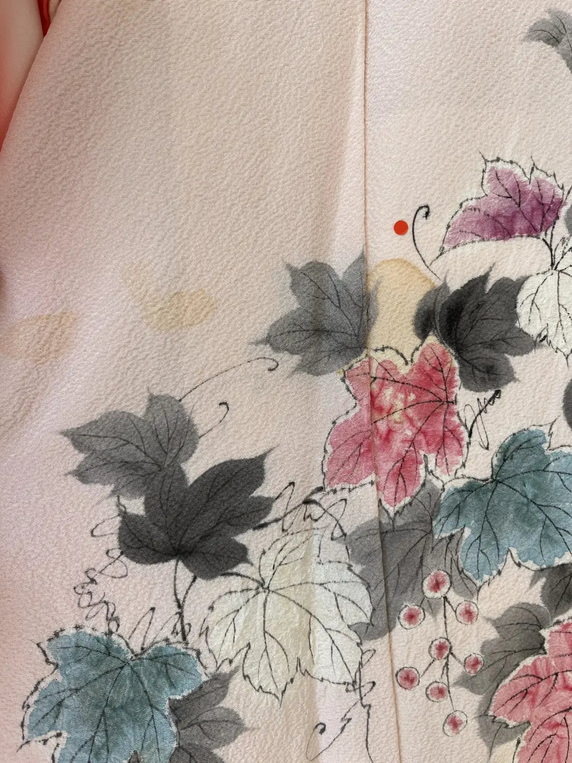 Vintage  homongi kimono - Pinkwhite  Hand-painted bouquet - Hallelujah original arrange