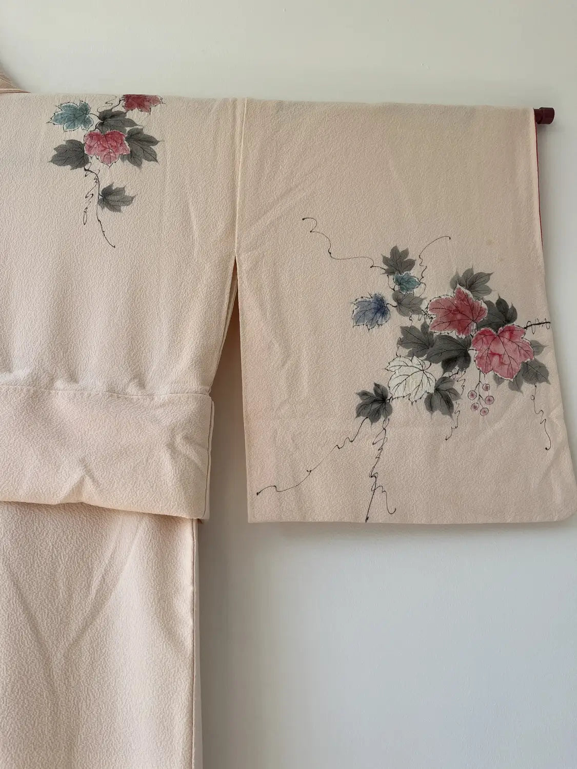 Vintage  homongi kimono - Pinkwhite  Hand-painted bouquet - Hallelujah original arrange