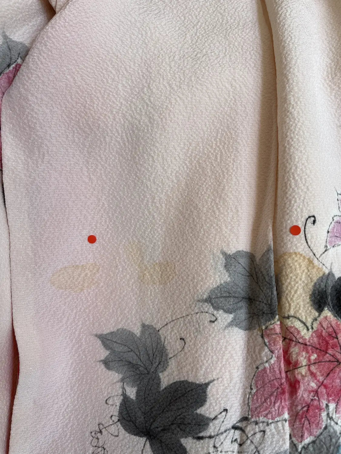 Vintage  homongi kimono - Pinkwhite  Hand-painted bouquet - Hallelujah original arrange