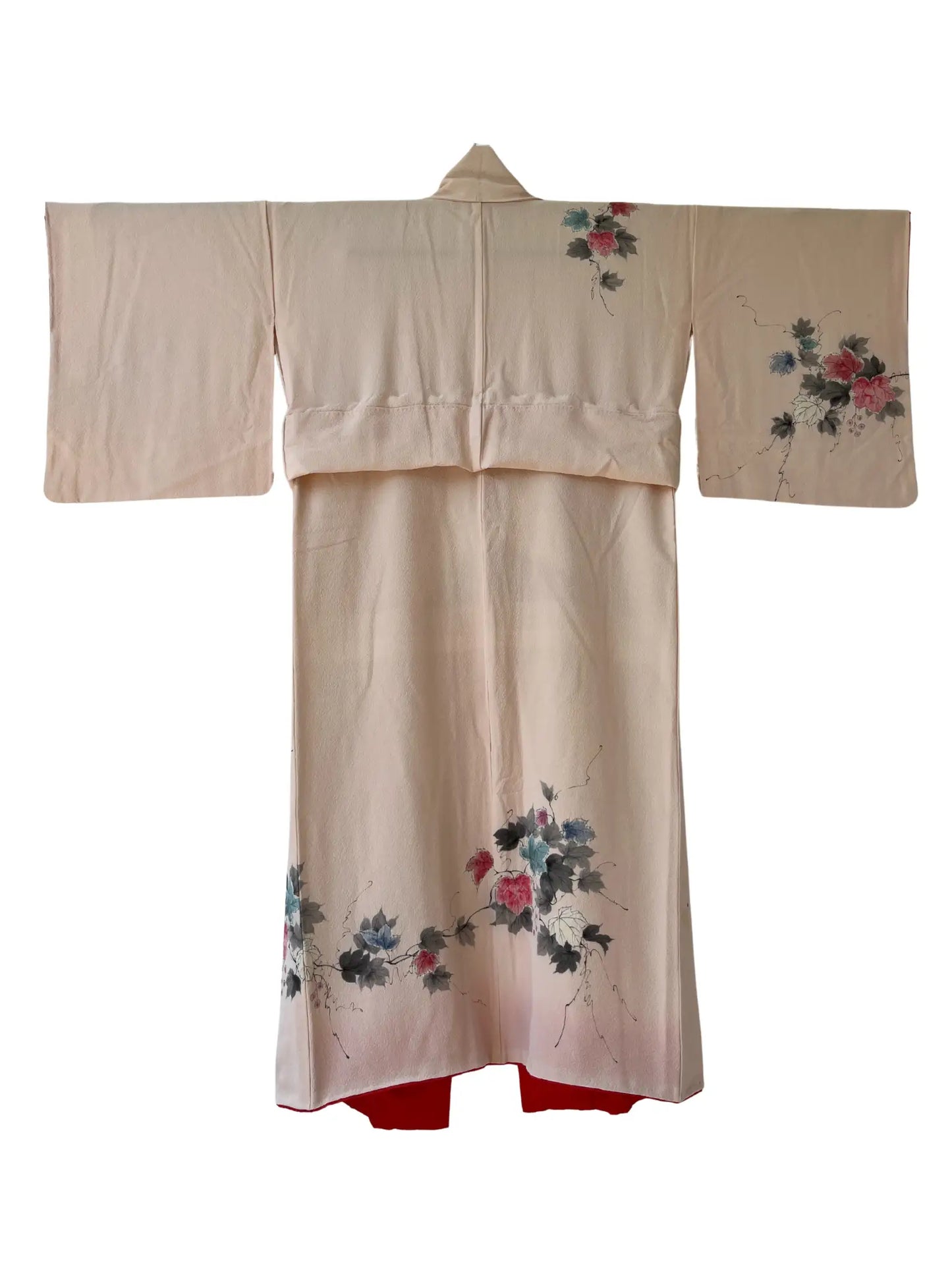 Vintage  homongi kimono - Pinkwhite  Hand-painted bouquet - Hallelujah original arrange