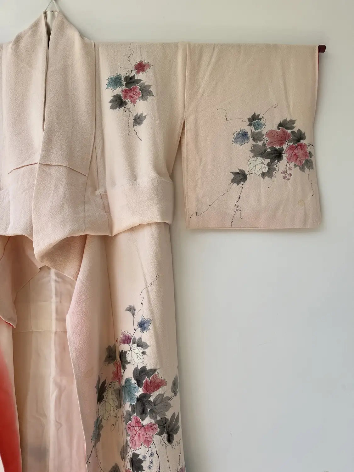 Vintage  homongi kimono - Pinkwhite  Hand-painted bouquet - Hallelujah original arrange