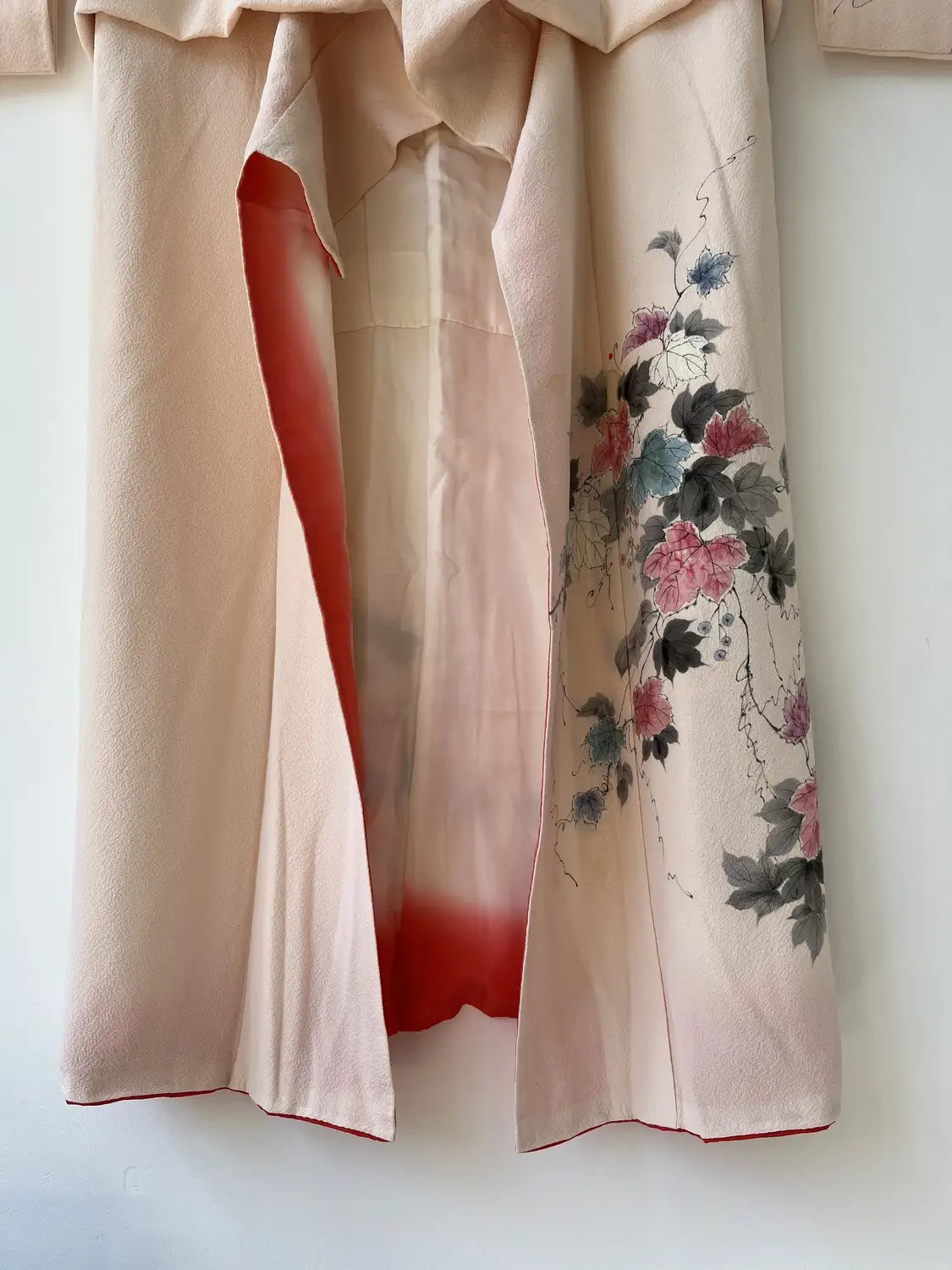 Vintage  homongi kimono - Pinkwhite  Hand-painted bouquet - Hallelujah original arrange