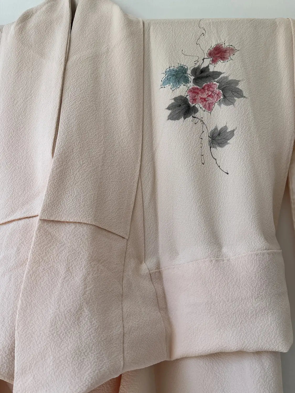 Vintage  homongi kimono - Pinkwhite  Hand-painted bouquet - Hallelujah original arrange