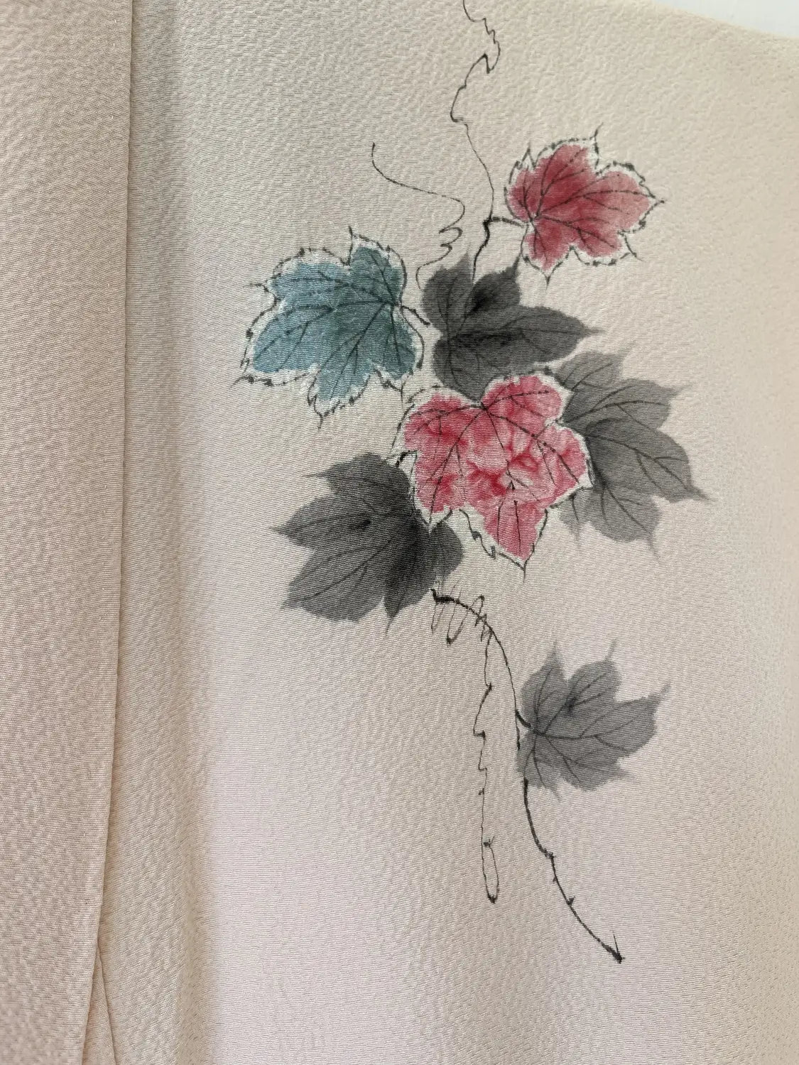 Vintage  homongi kimono - Pinkwhite  Hand-painted bouquet - Hallelujah original arrange