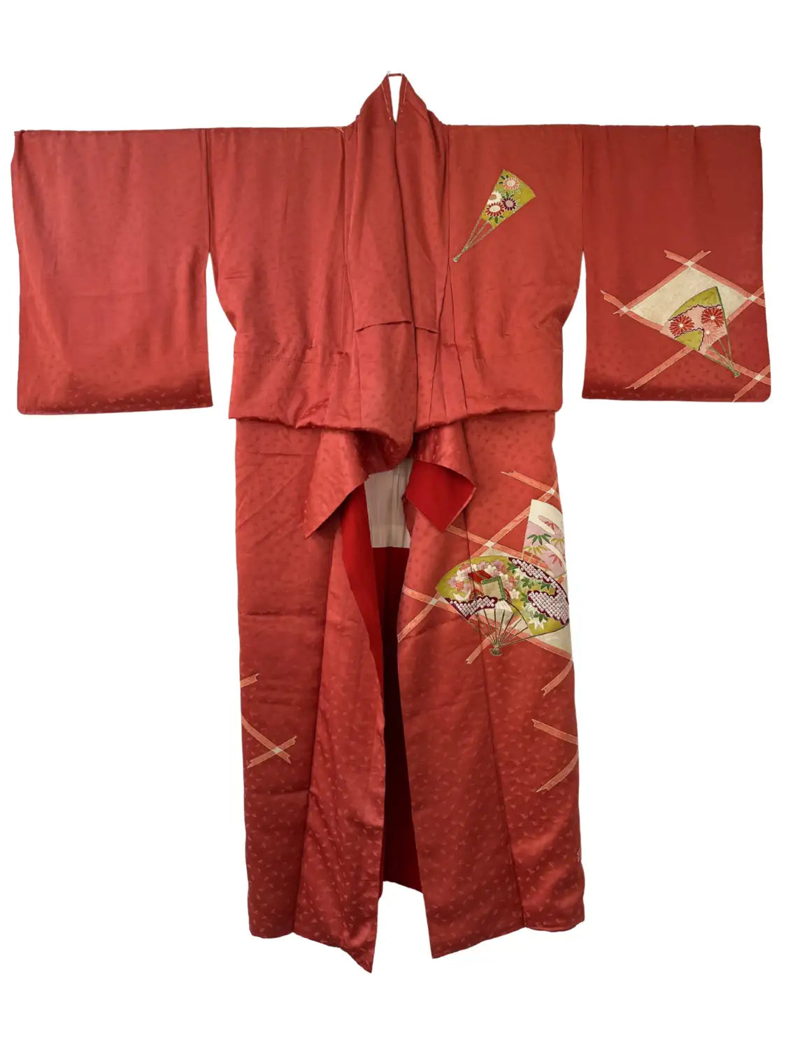 Vintage  homo-gi kimono - Red Brown Happy sensu- Hallelujah original arrange