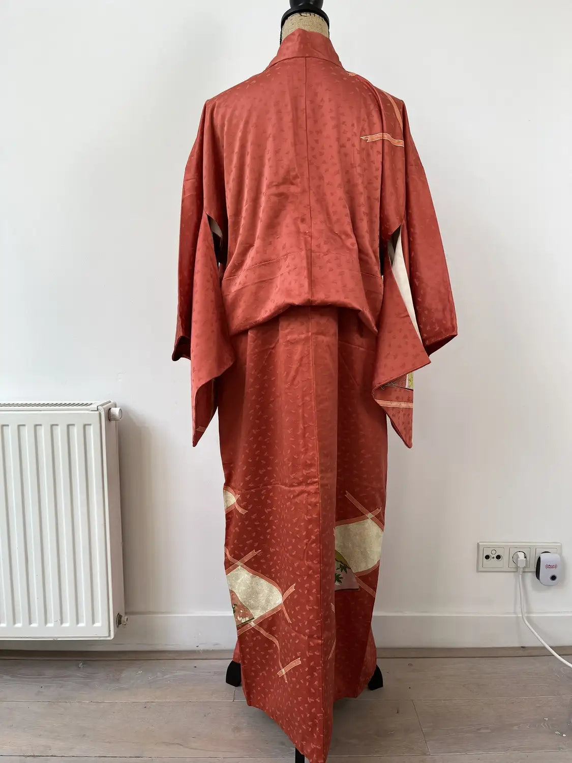 Vintage  homo-gi kimono - Red Brown Happy sensu- Hallelujah original arrange