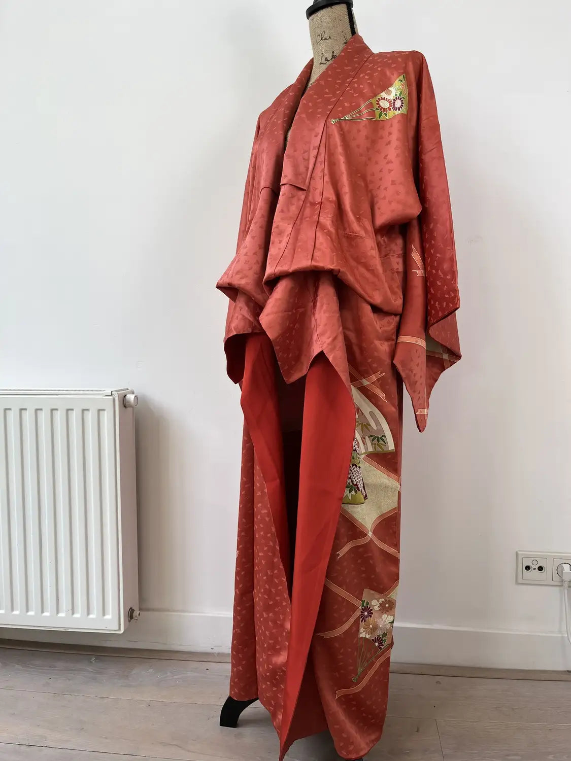Vintage  homo-gi kimono - Red Brown Happy sensu- Hallelujah original arrange