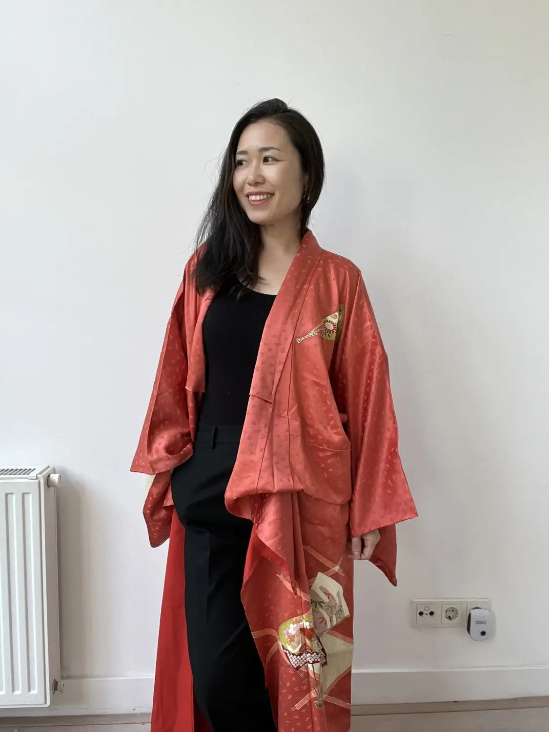 Vintage  homo-gi kimono - Red Brown Happy sensu- Hallelujah original arrange