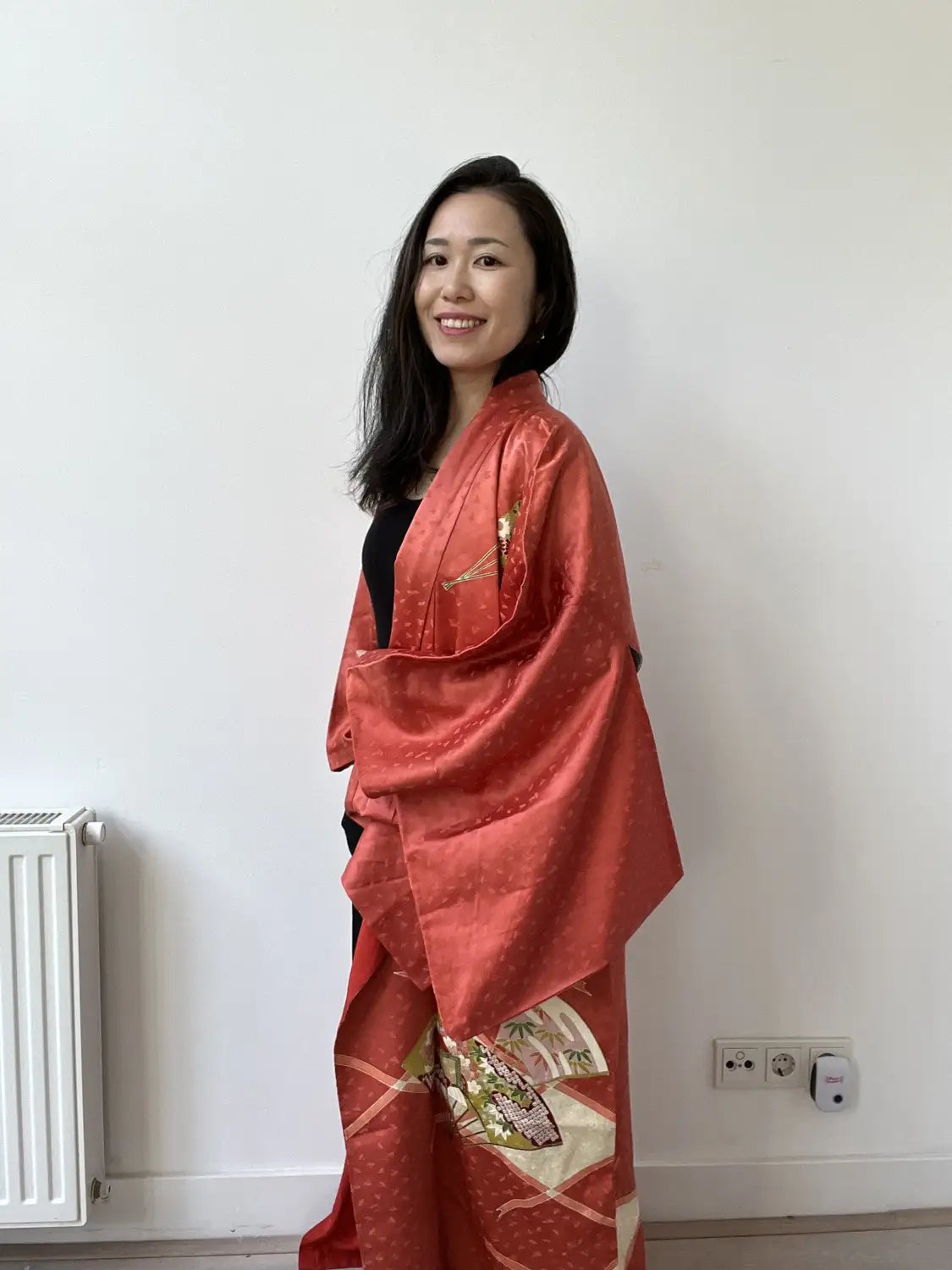 Vintage  homo-gi kimono - Red Brown Happy sensu- Hallelujah original arrange