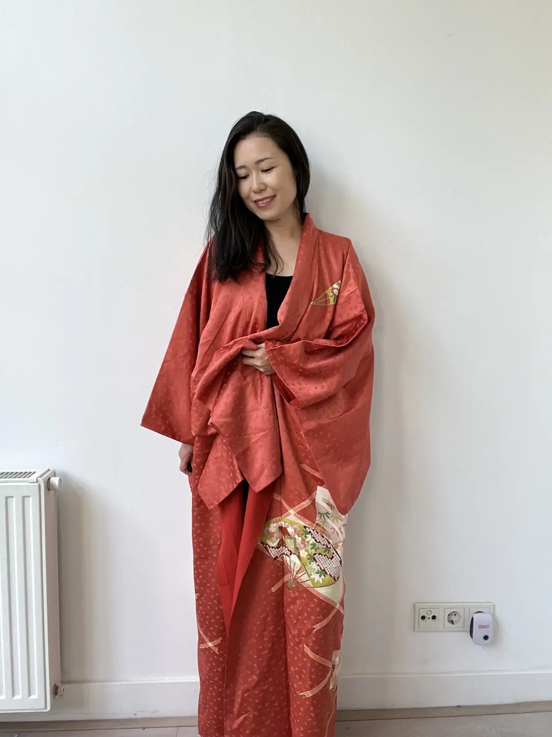 Vintage  homo-gi kimono - Red Brown Happy sensu- Hallelujah original arrange