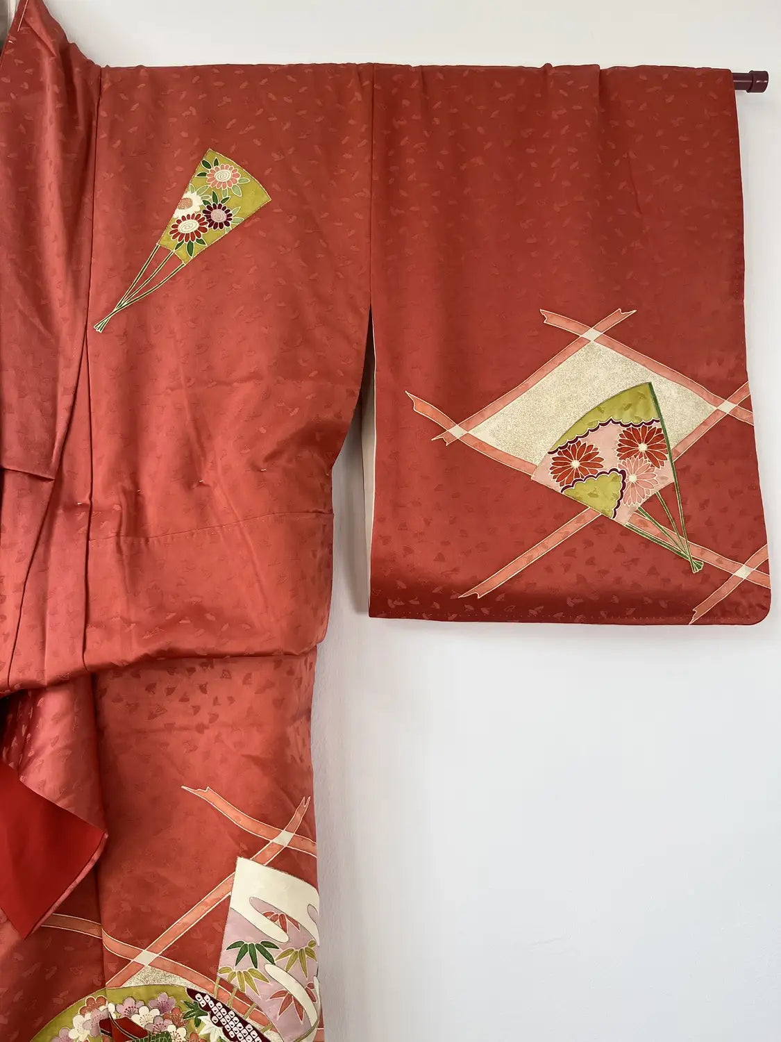 Vintage  homo-gi kimono - Red Brown Happy sensu- Hallelujah original arrange