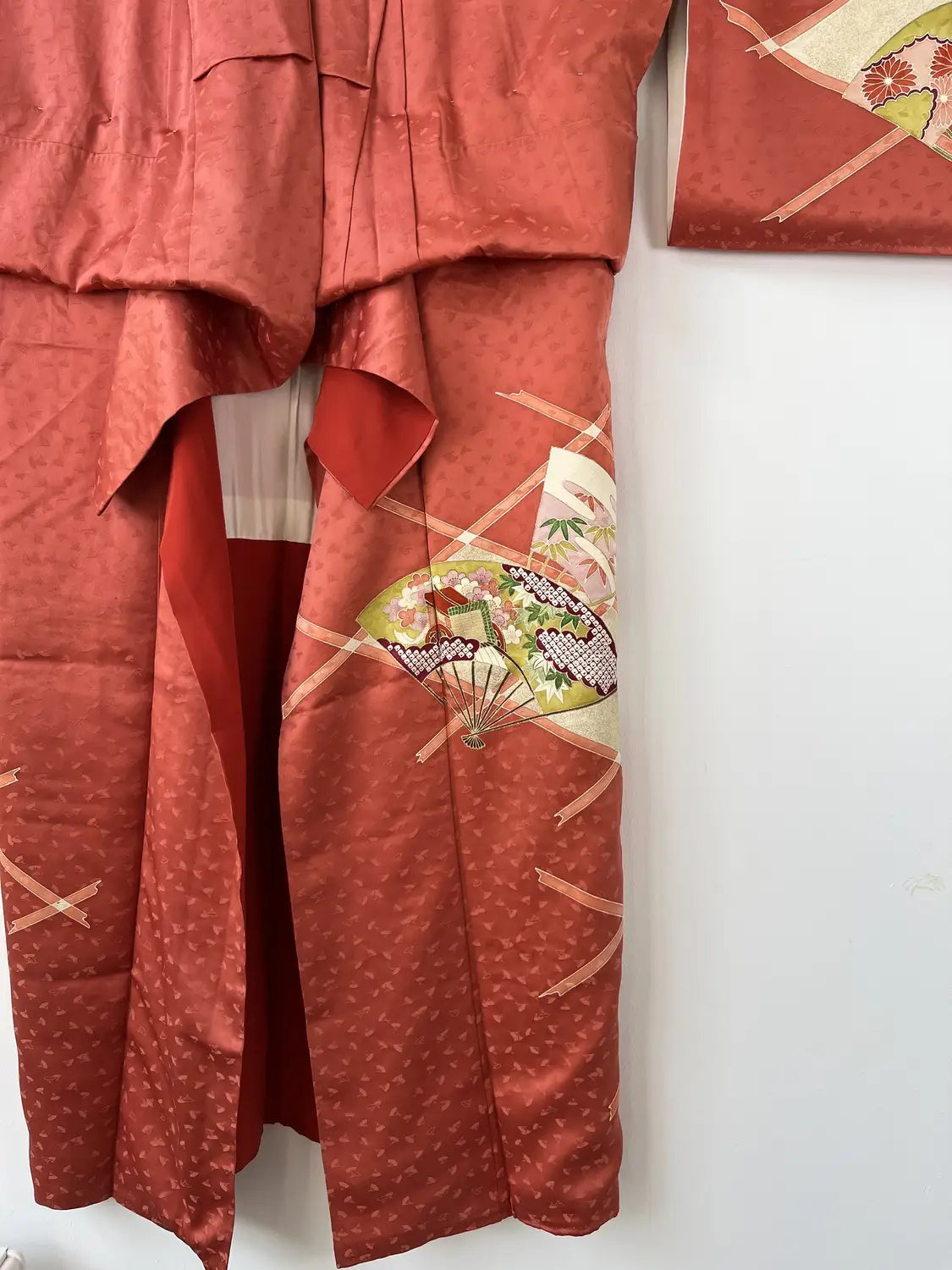 Vintage  homo-gi kimono - Red Brown Happy sensu- Hallelujah original arrange