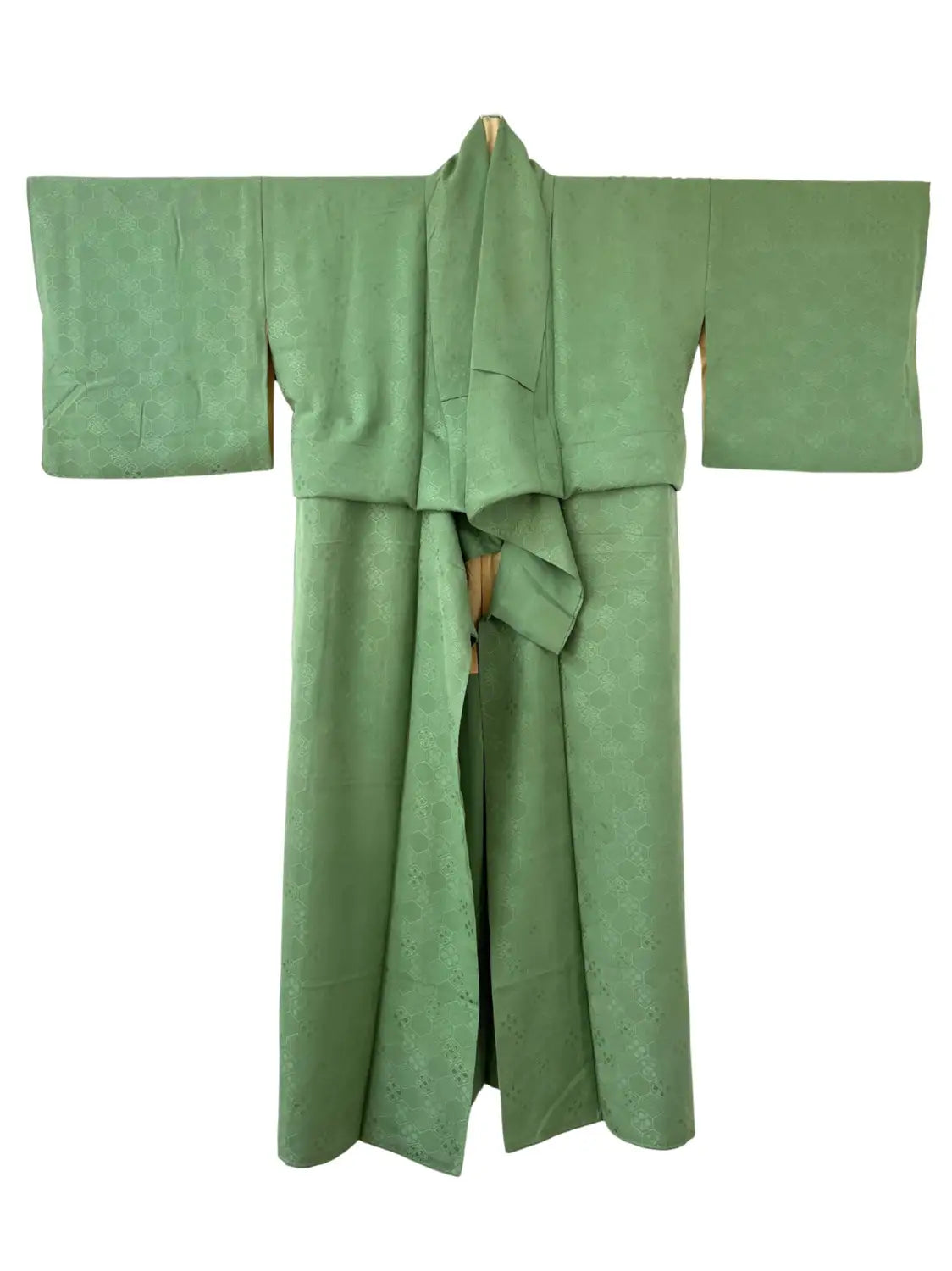 Vintage Iromuji Kimono – Frisches junges Grasgrün – Halleluja original arrangiert