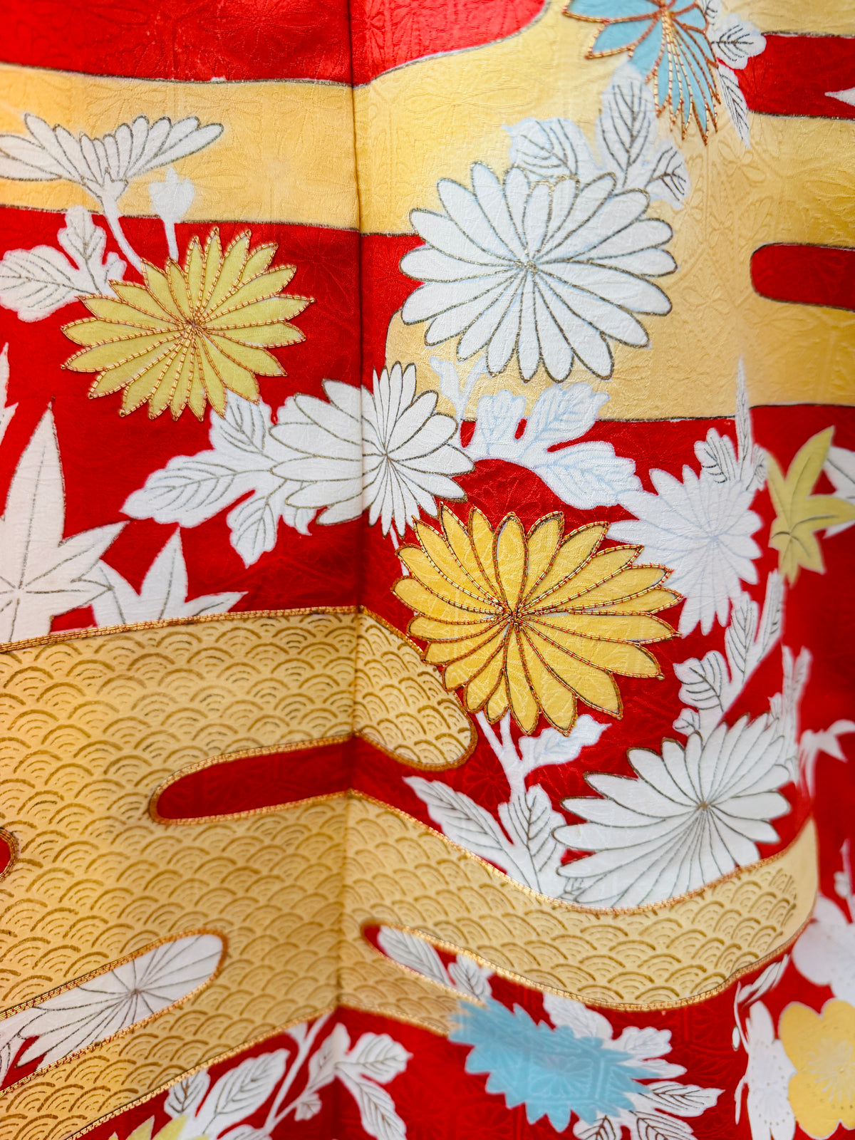 Vintage Furisode - Chrysanthemen und Egasumi -