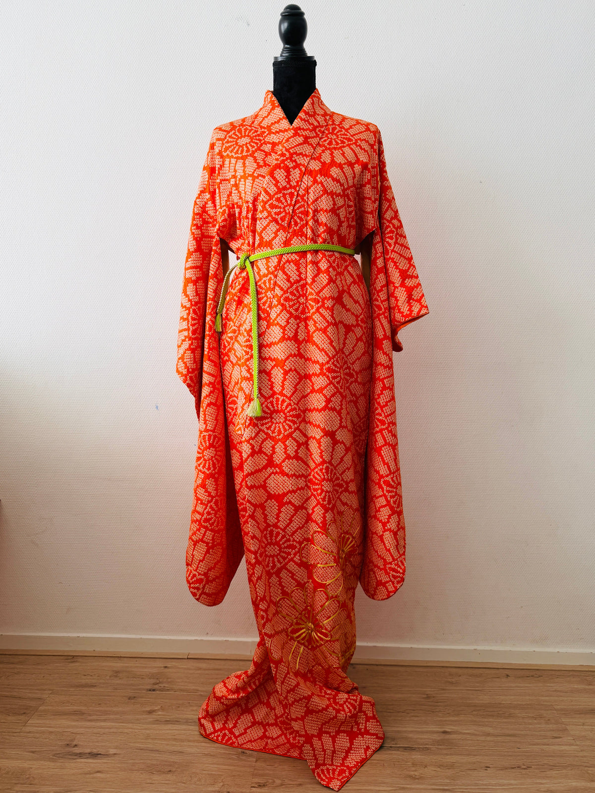 Vintage Furisode - Orange Radiant Blooms -