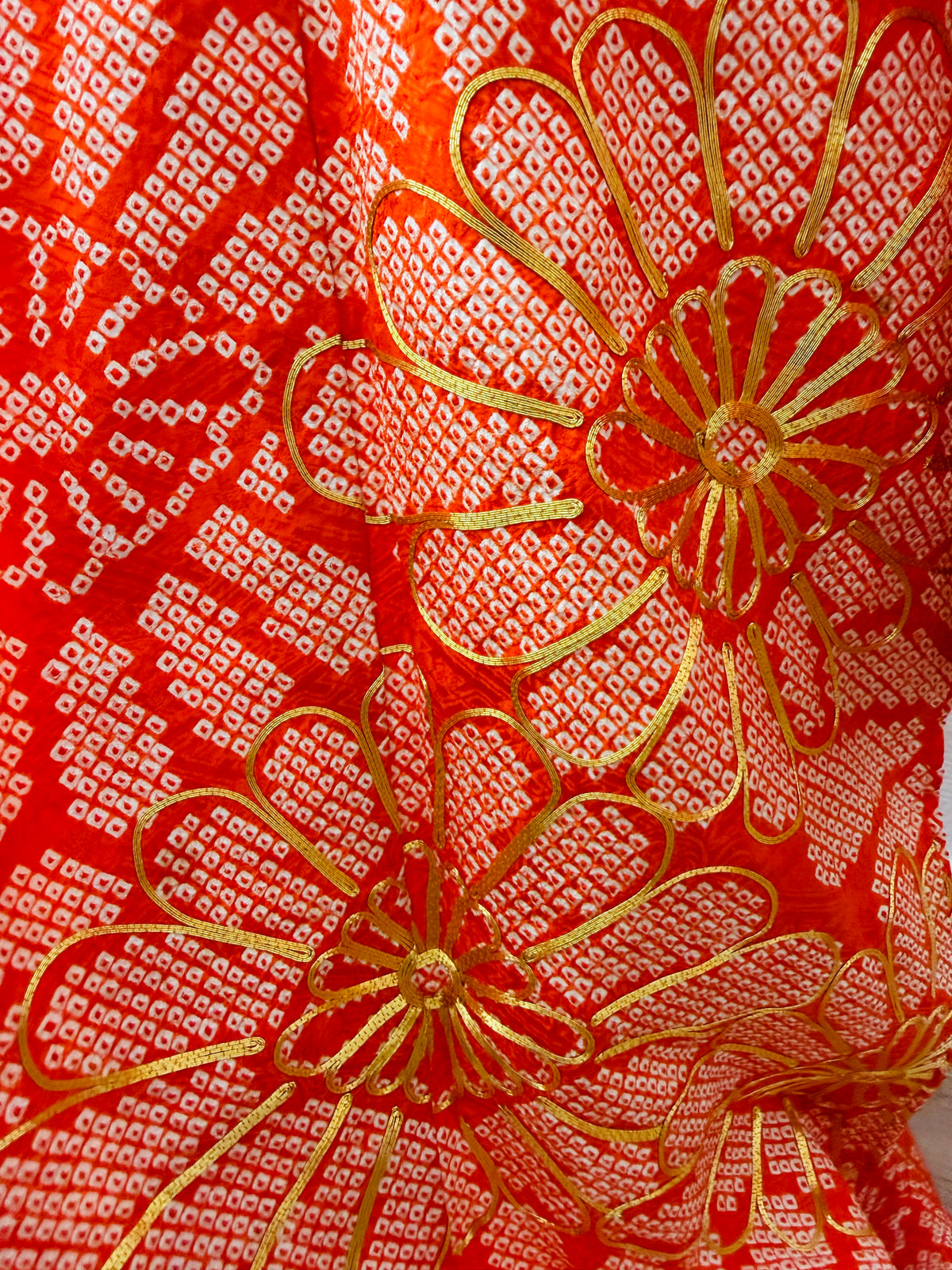 Vintage Furisode - Orange Radiant Blooms -