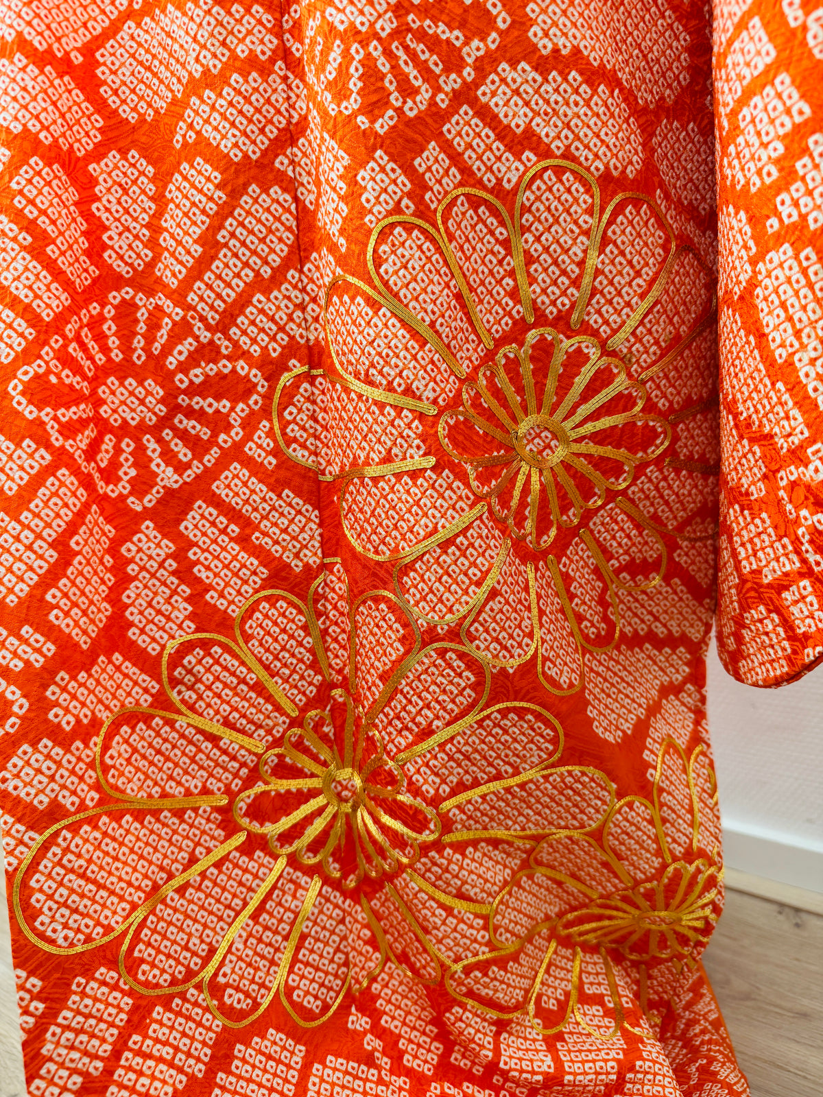 Vintage Furisode - Orange Radiant Blooms -