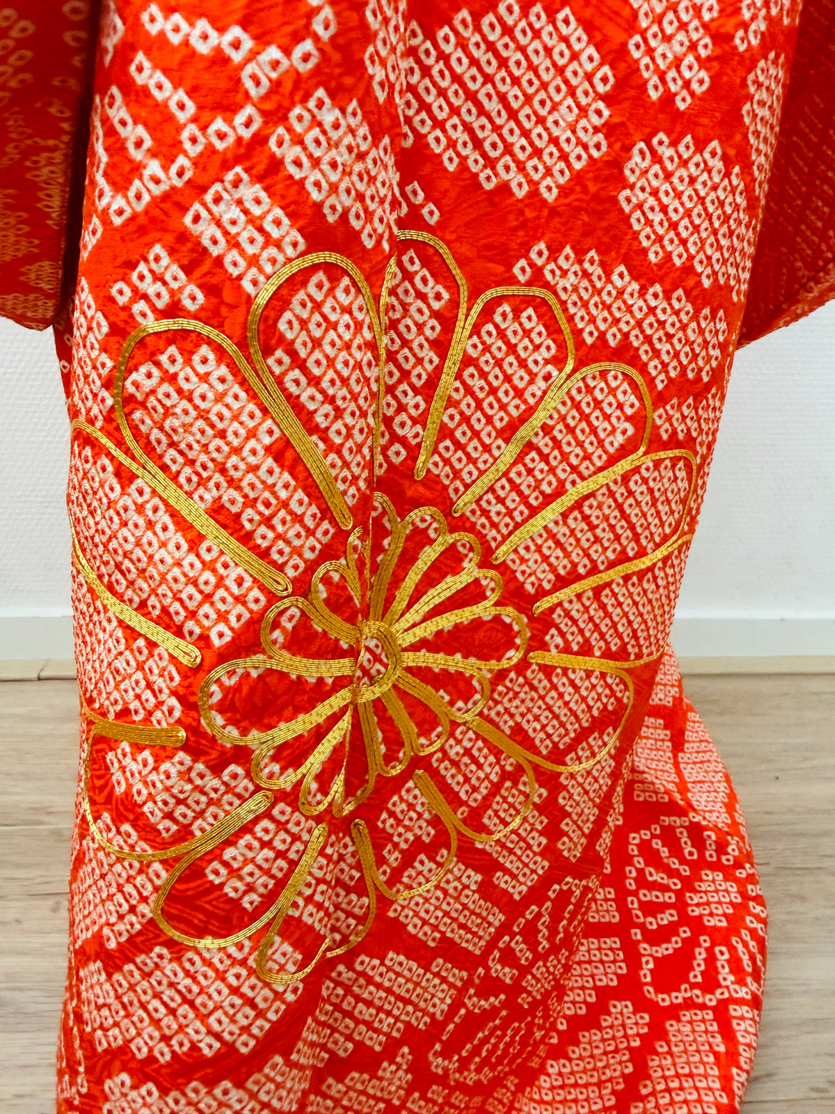Vintage Furisode - Orange Radiant Blooms -