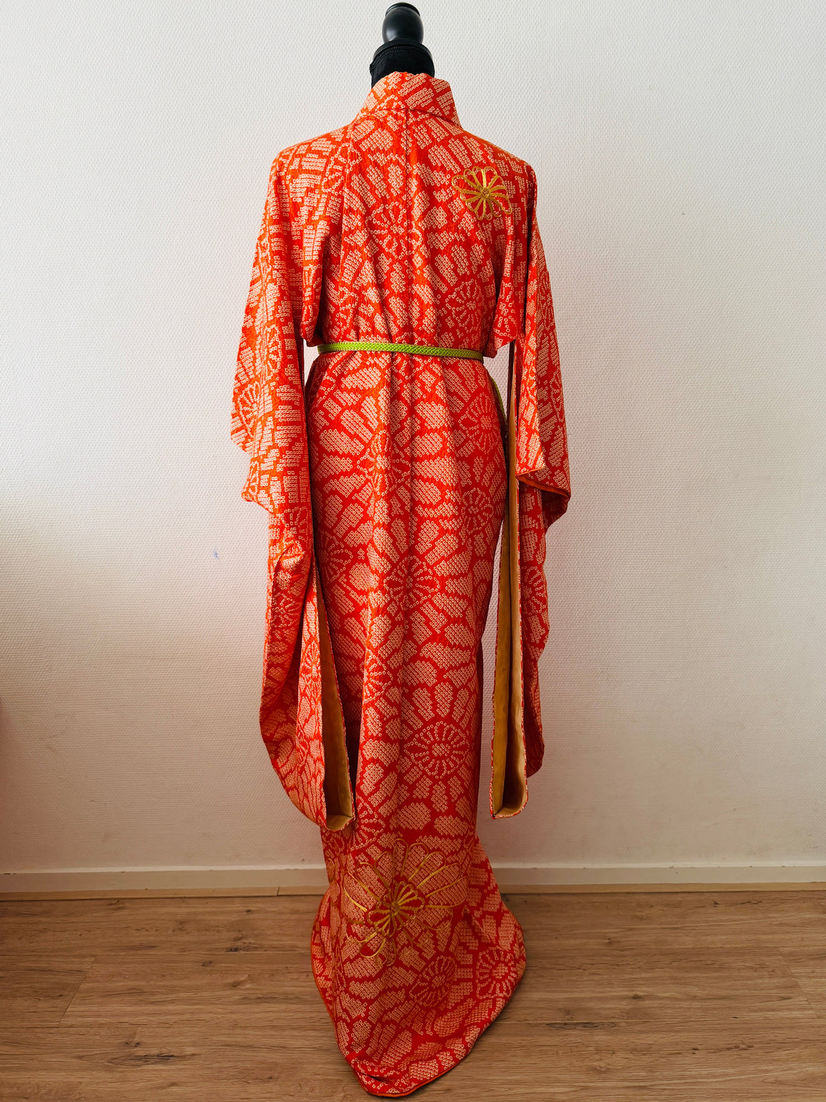 Vintage Furisode - Orange Radiant Blooms -