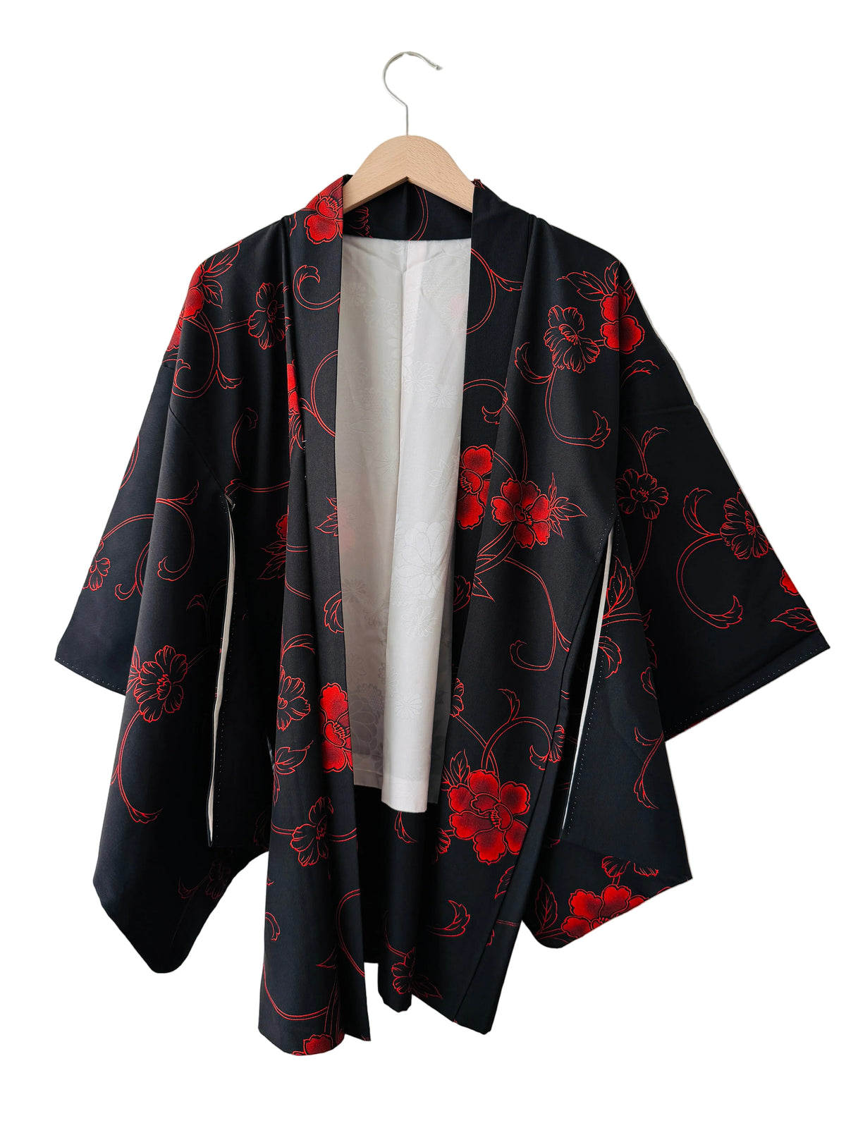 Vintage Black Haori - Red Peony -