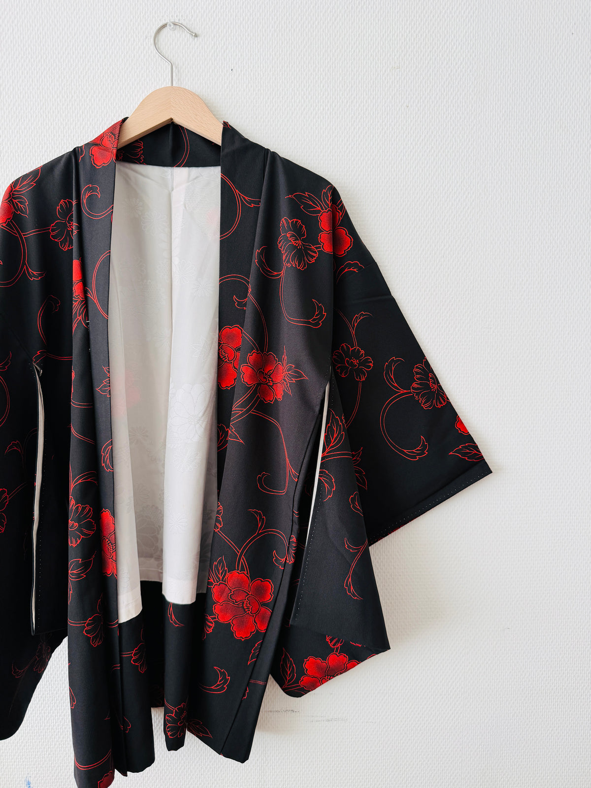 Vintage Black Haori - Red Peony -