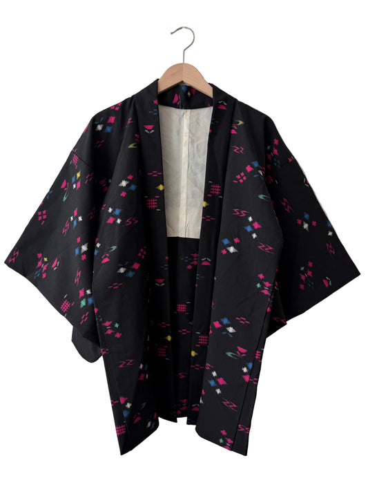Vintage Black Haori - Colorful Stars in the Night Sky -