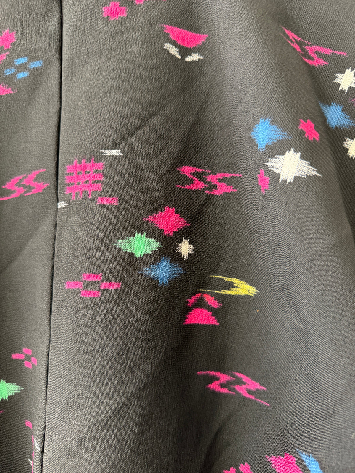 Vintage Schwarzer Haori - Bunte Sterne am Nachthimmel -