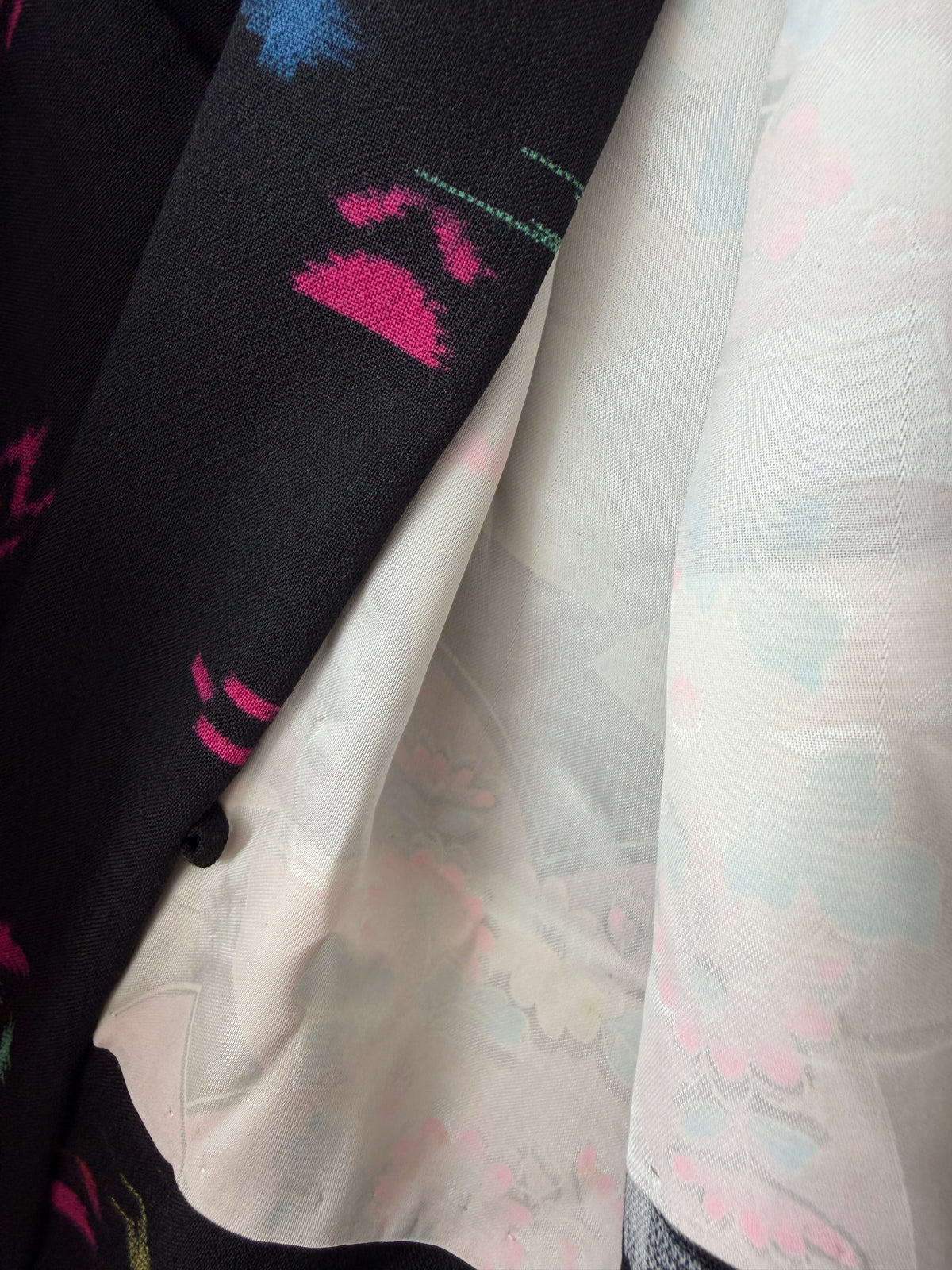 Vintage Schwarzer Haori - Bunte Sterne am Nachthimmel -