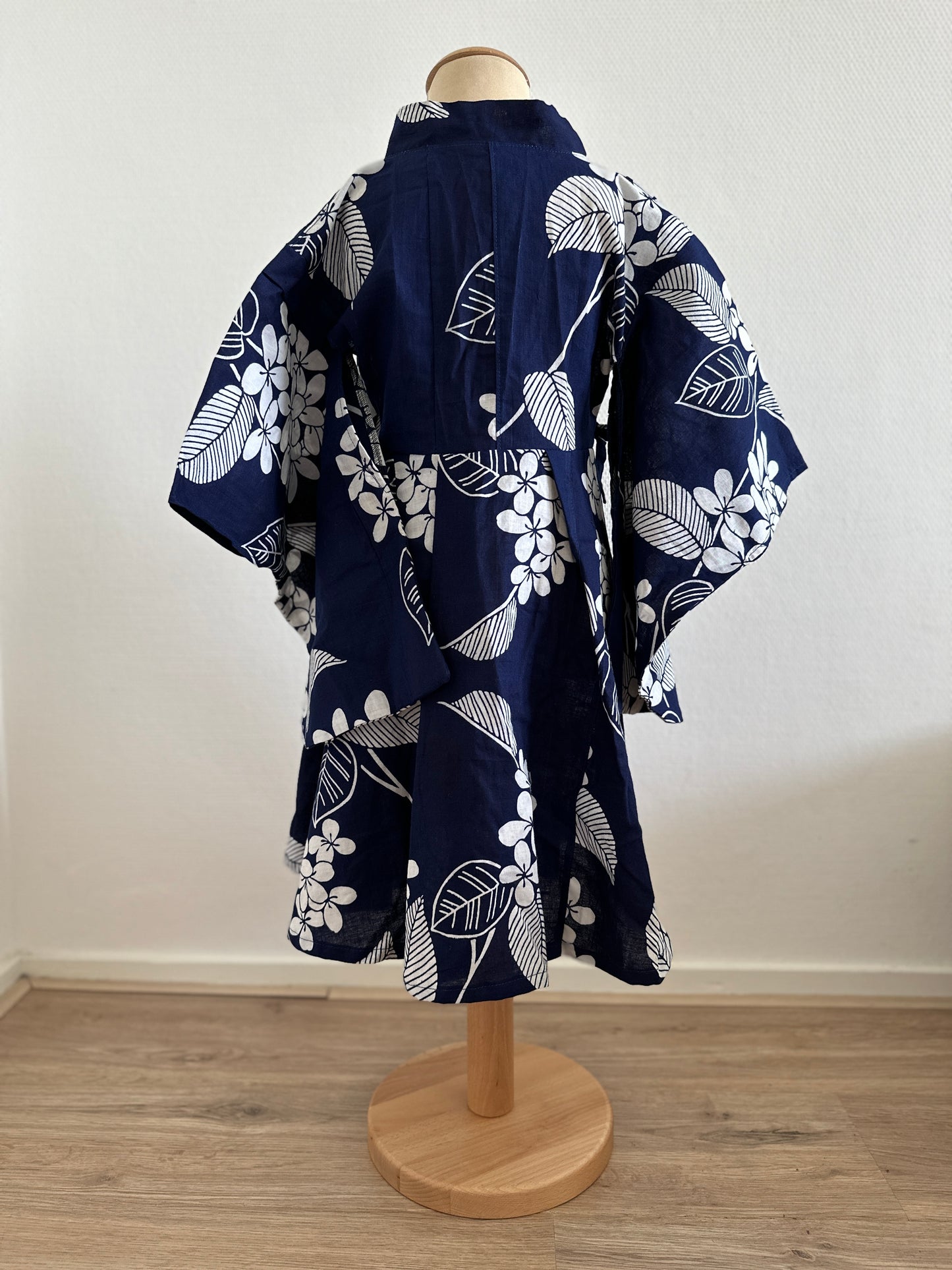 【Indigo,botanical pattern】（size 130）Yukata Dress＜New・cotton＞For Kids,For Women,Japanese kimono,Japan unisexese Clothing,unisex,Japanese Gifts,Original Item
