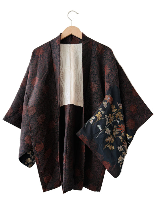 Vintage kleur Haori - Bruine Chrysant -