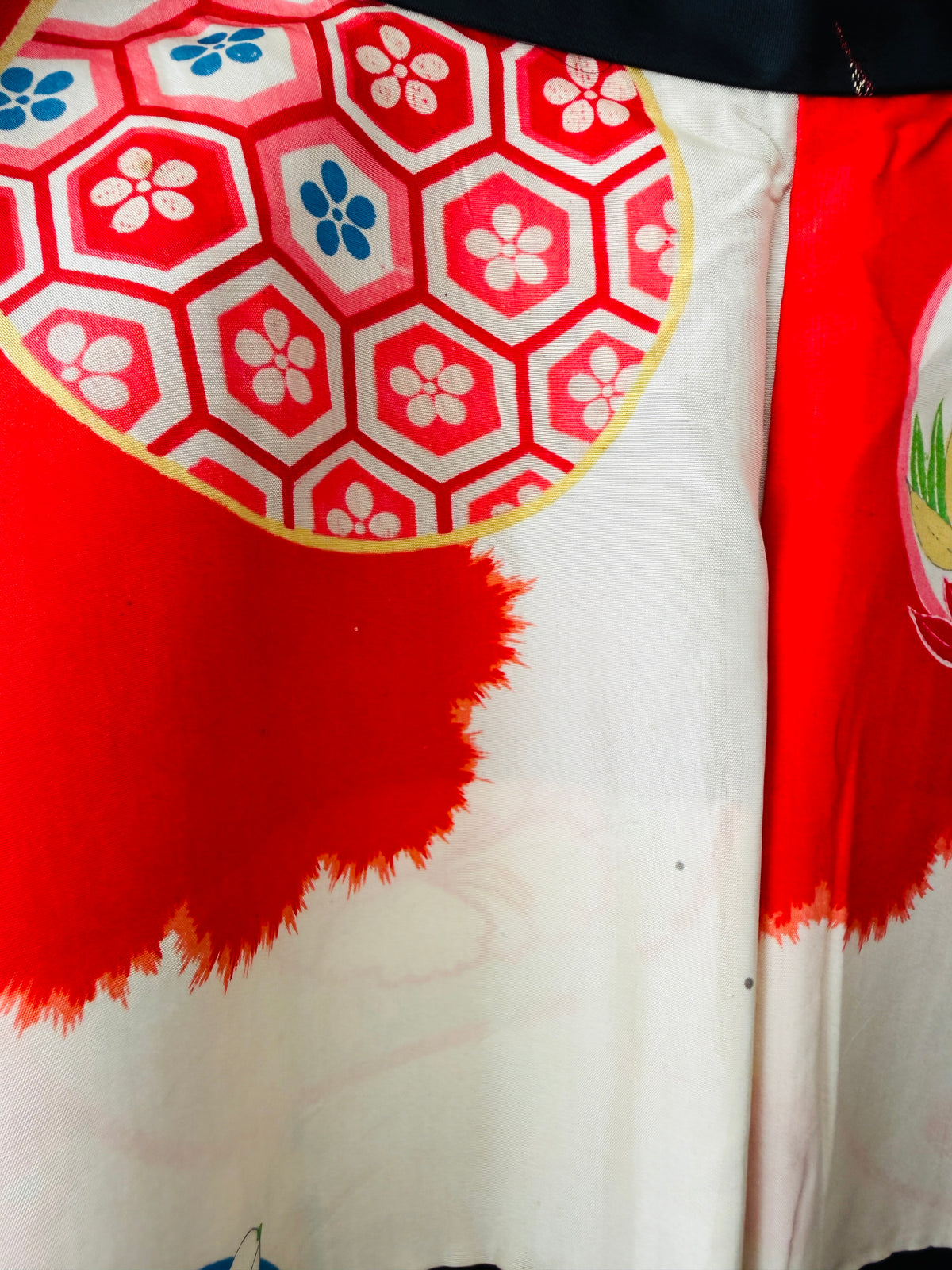 Vintage Black Haori - Red and White Cranes -