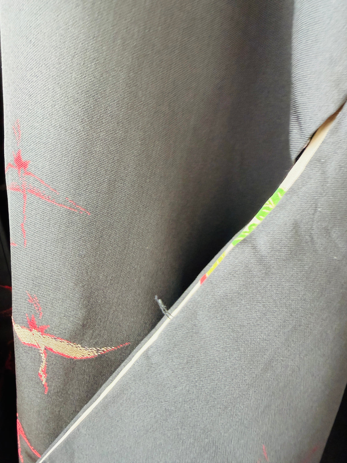 Vintage Black Haori - Red and White Cranes -