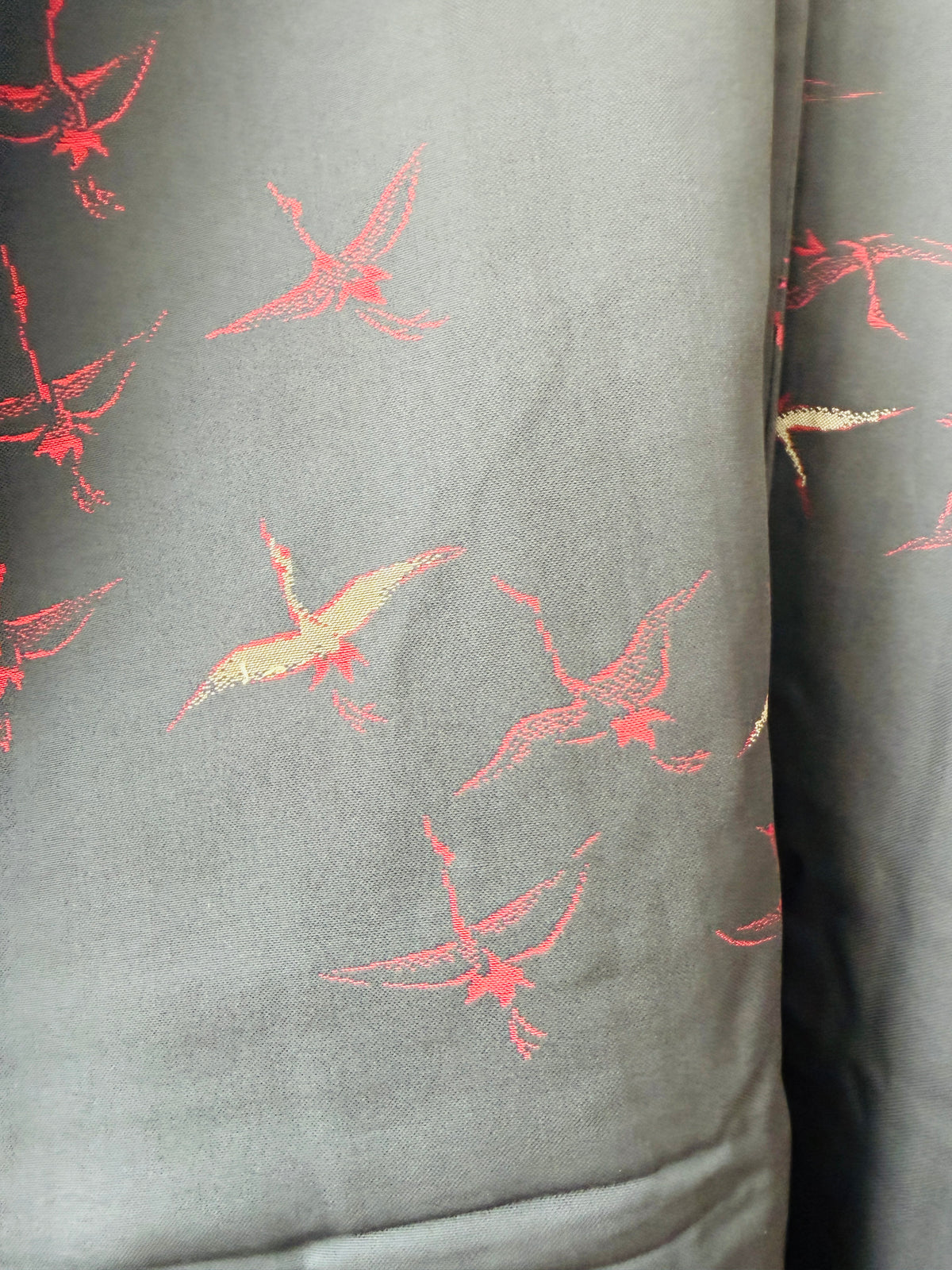 Vintage Black Haori - Red and White Cranes -