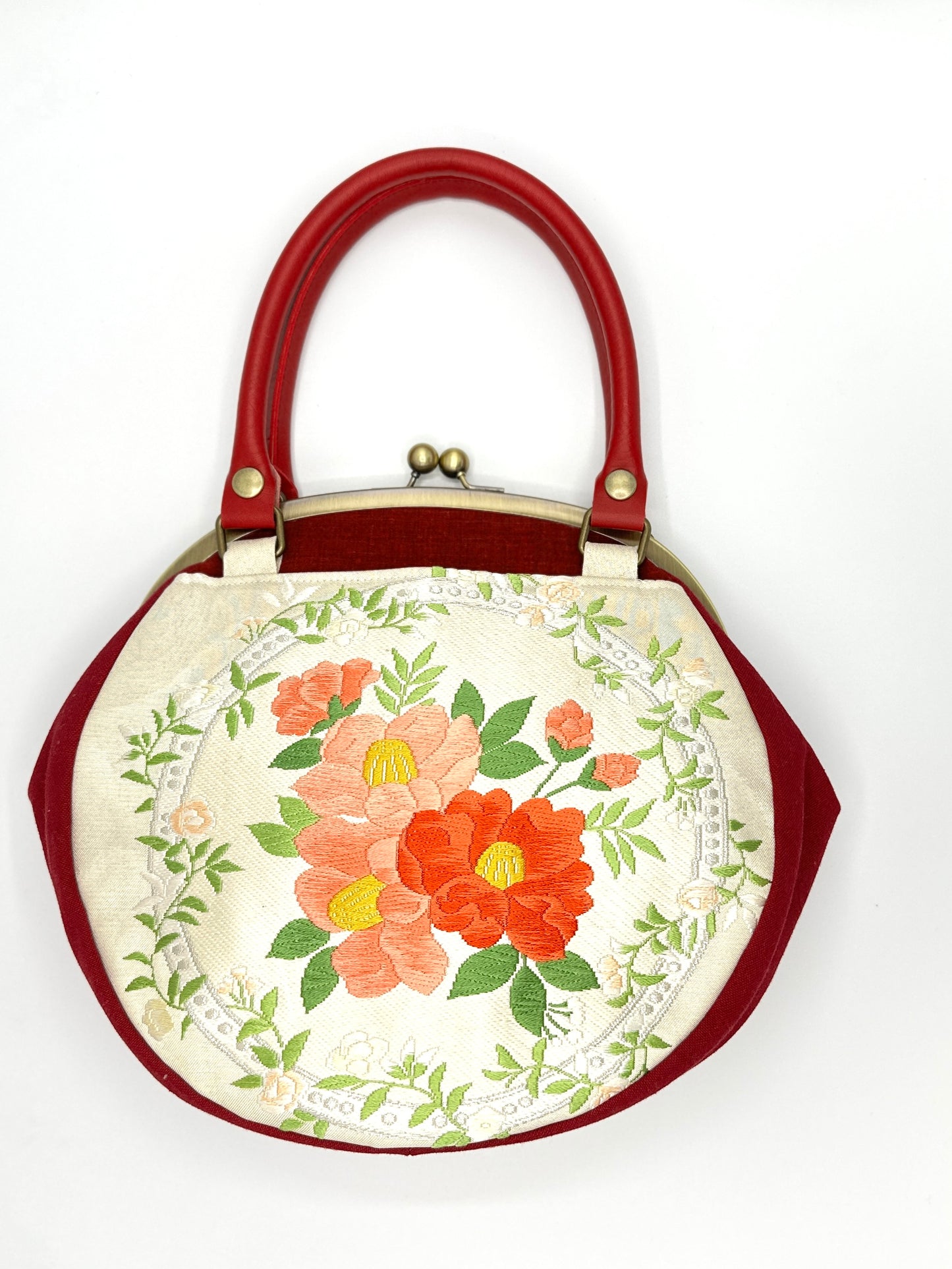【Red / Camellia】 Gamaguchi-en / Handbag, embrayage, pochette, sac japonais, sac d'épalas, cadeaux japonais