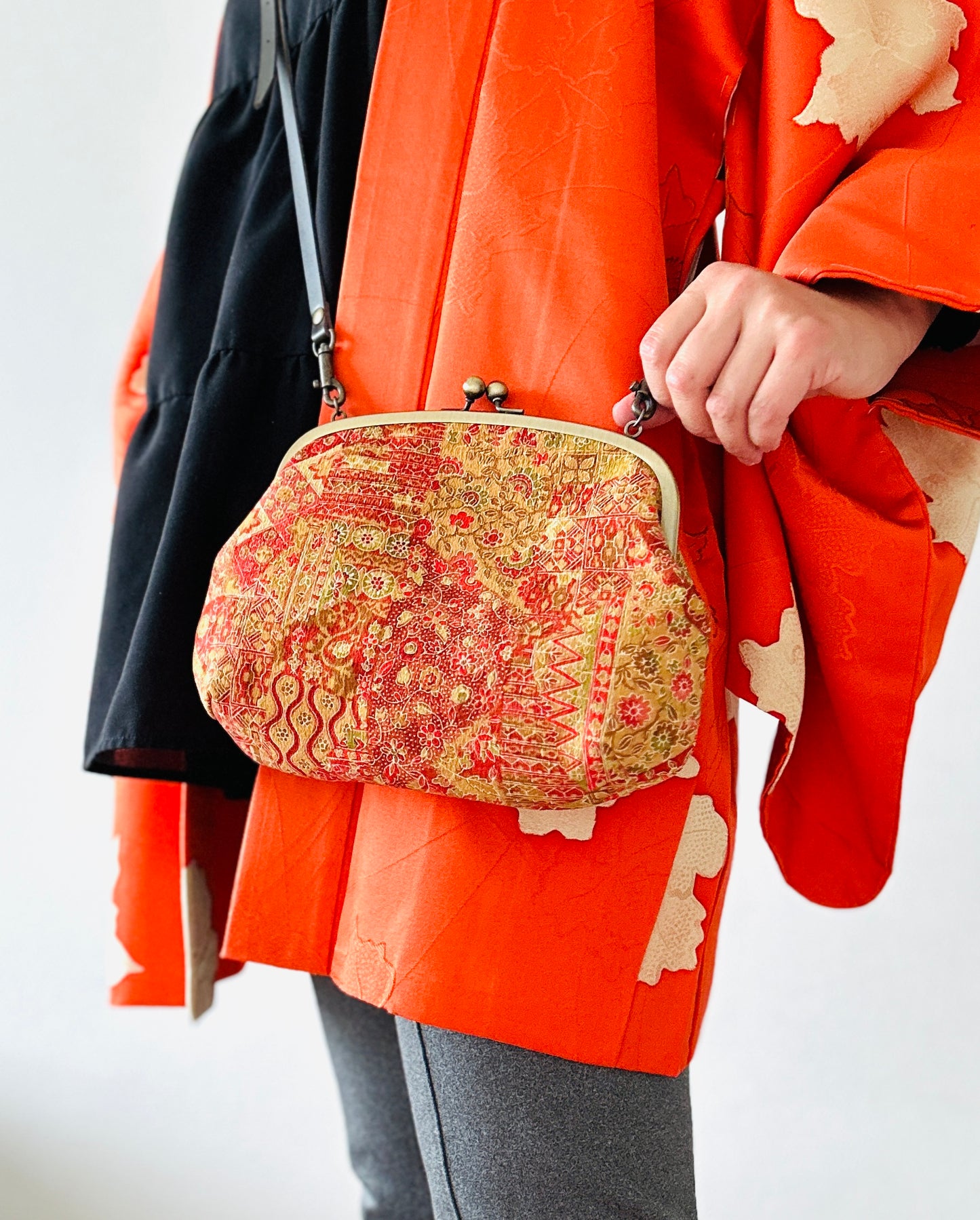 【Gamaguchi-en】 motifs 2way-handbag / Chintz, embrayage, pochette, sac japonais, sac à bandoulière, cadeaux japonais