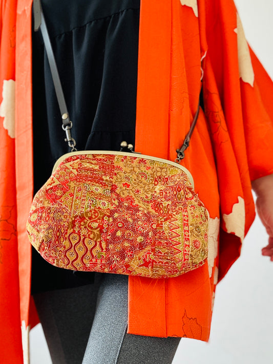 【Gamaguchi-en】 motifs 2way-handbag / Chintz, embrayage, pochette, sac japonais, sac à bandoulière, cadeaux japonais