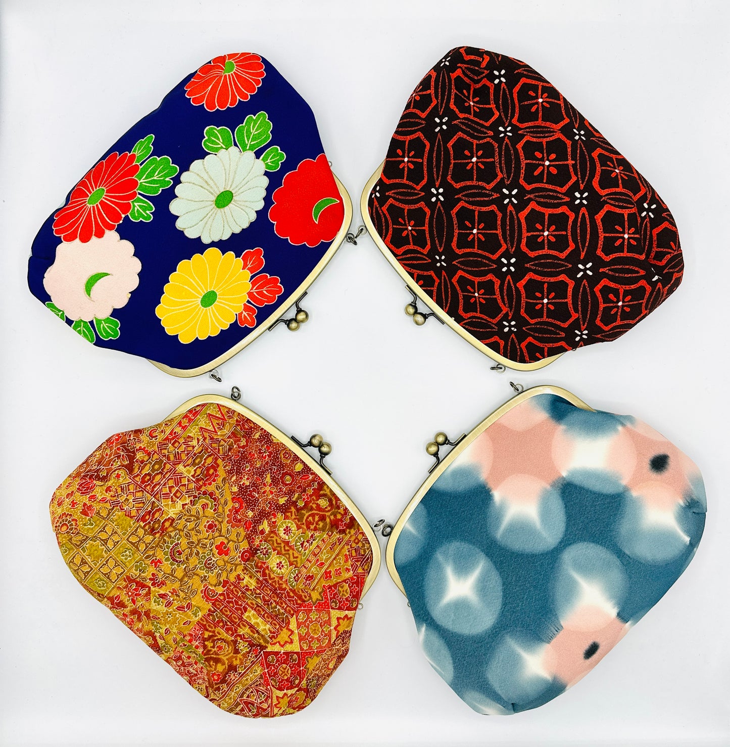 【Gamaguchi-en】 2way-handbag / shibori, shippo, bleu, embrayage, pochette, sac japonais, sac à bandoulière, cadeaux japonais