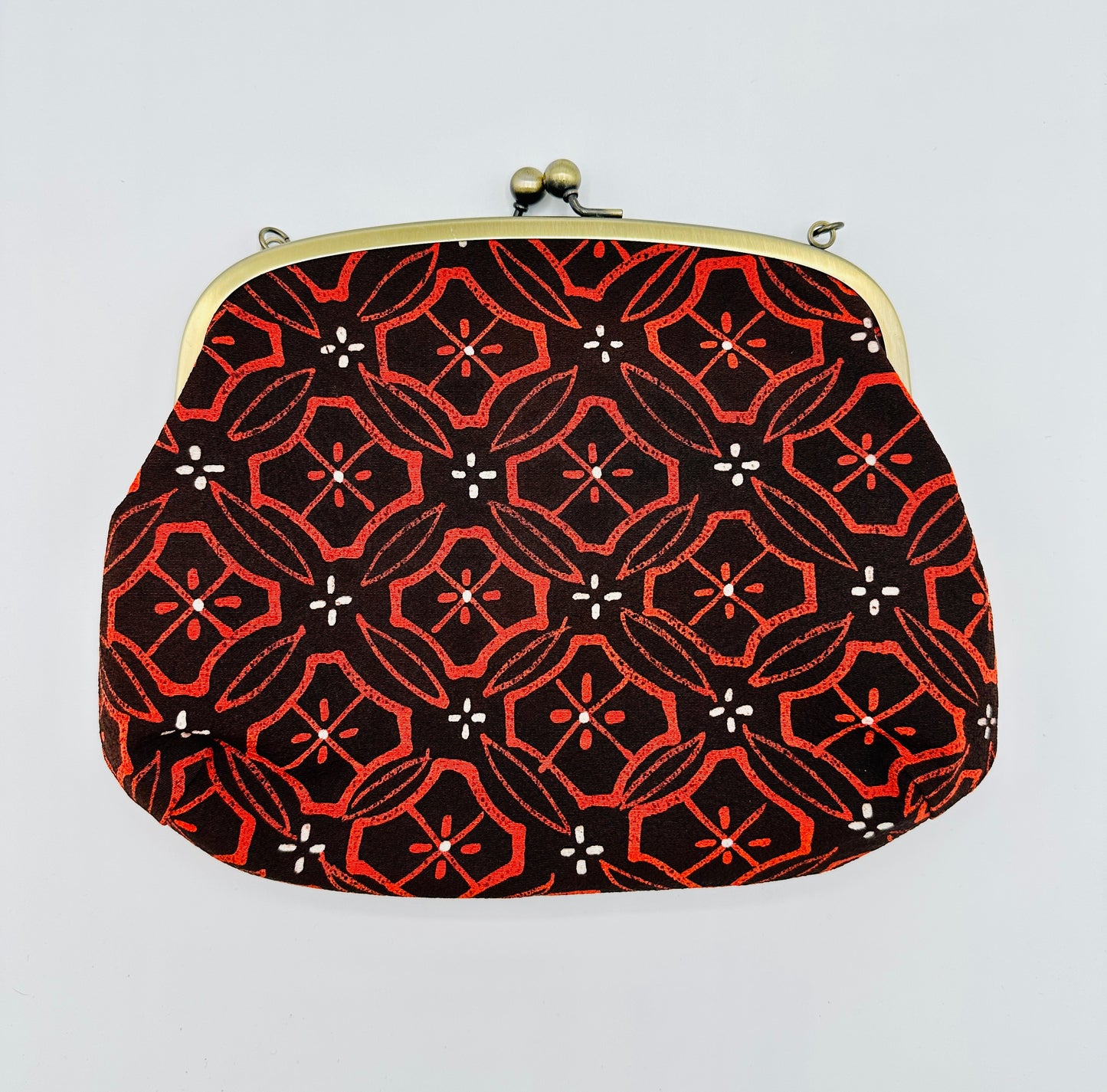 【Gamaguchi-en】2WAY-Handbag/Shippo and Hana-bishi,black,Clutch,Pouch,Japanese bag,Shoulder bag,Japanese Gifts