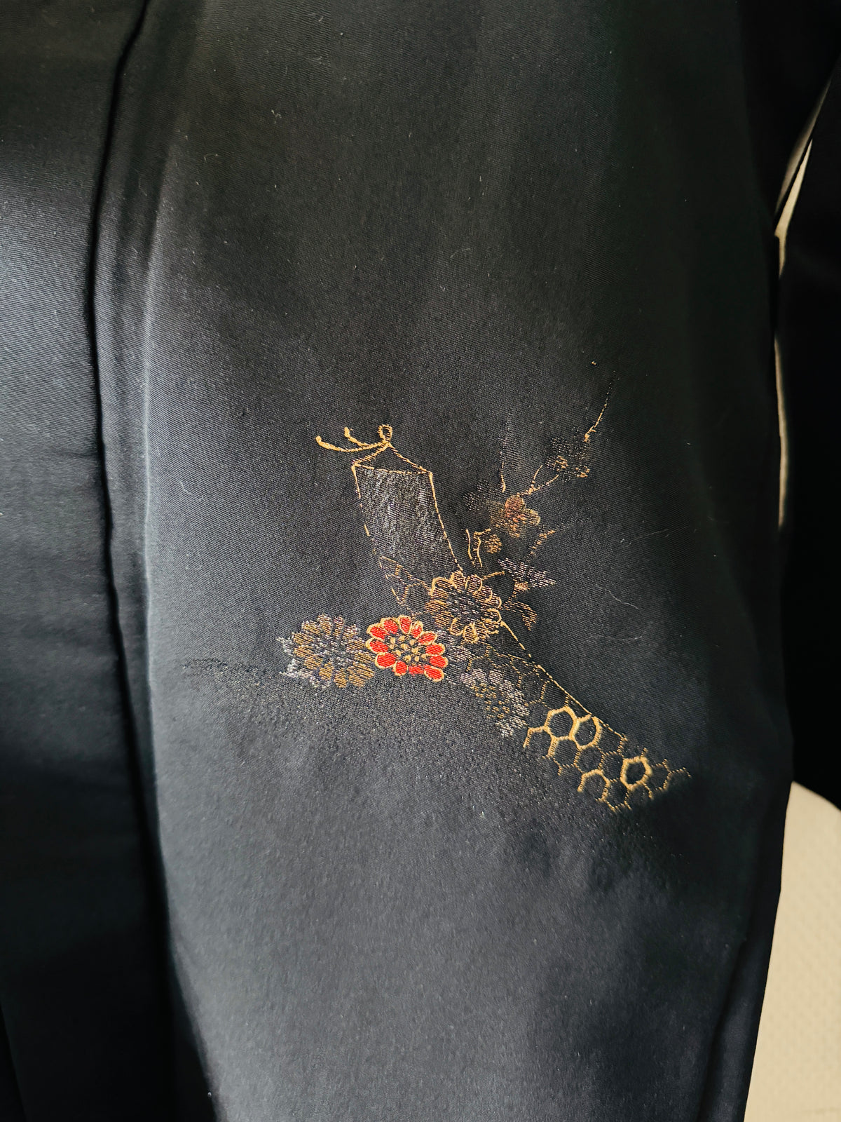 Vintage Black Haori - Chariot à fleurs (Hanaguruma) -