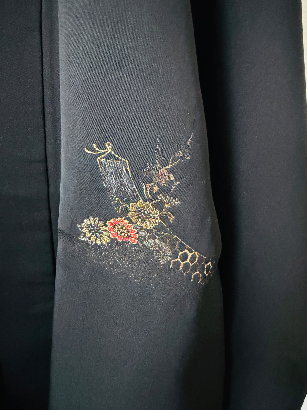 Vintage Black Haori - Chariot à fleurs (Hanaguruma) -