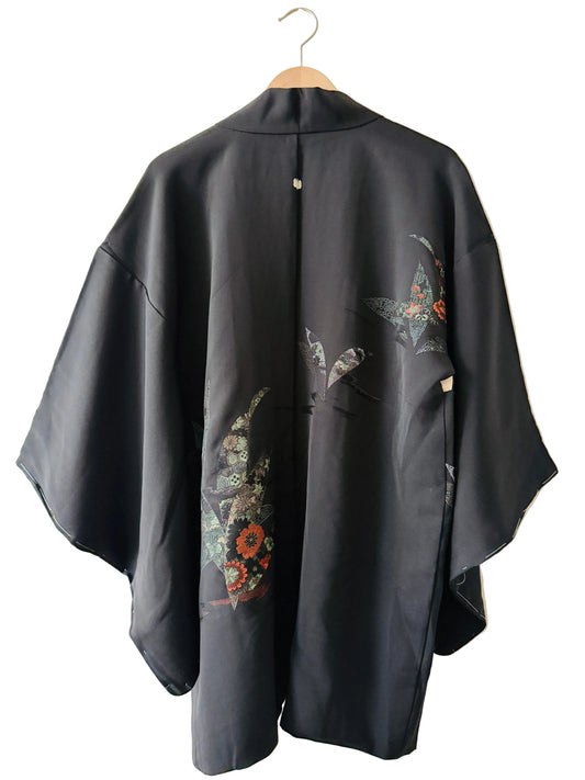 Vintage Black Haori - Auspicious Embroidery -