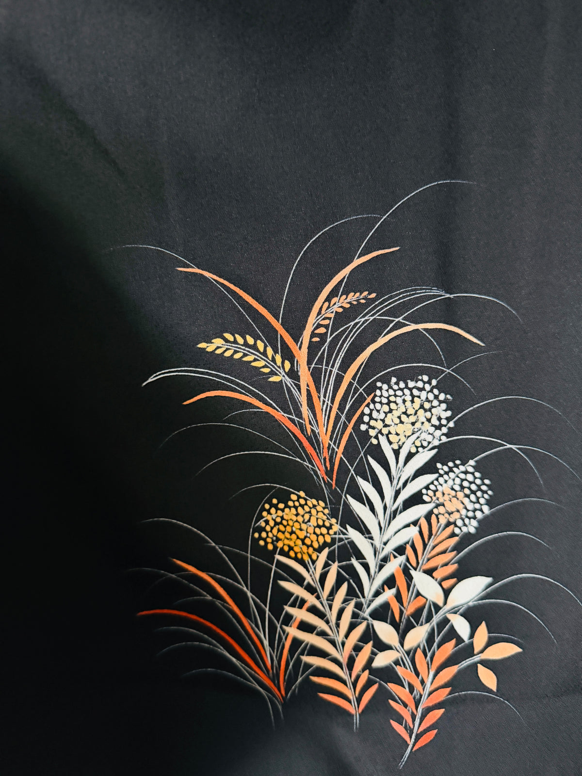 Vintage Black Haori - Flowers in Autumn Colours -