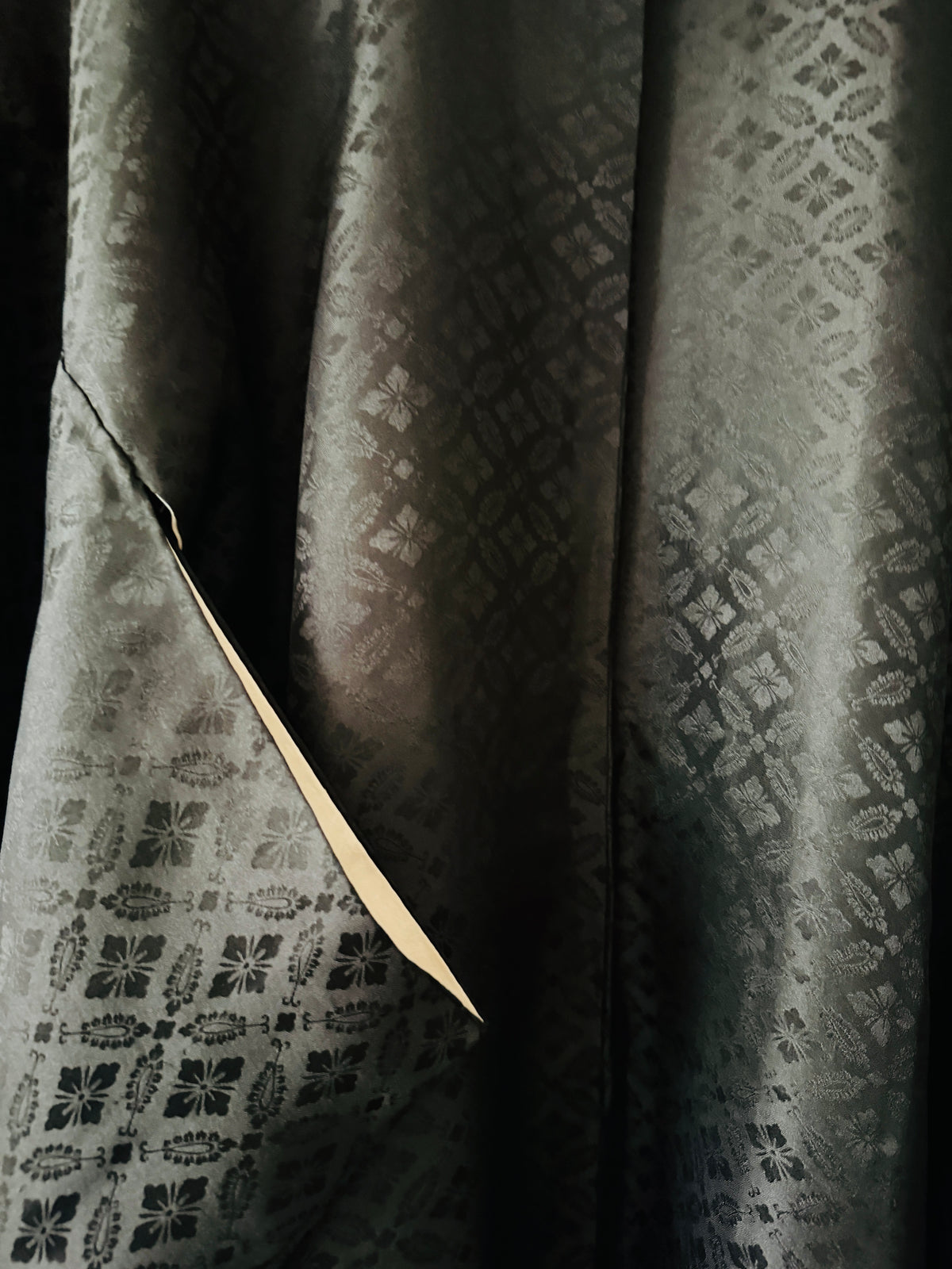 Vintage Black Haori - Hanabishi (Flower Diamond Pattern) -