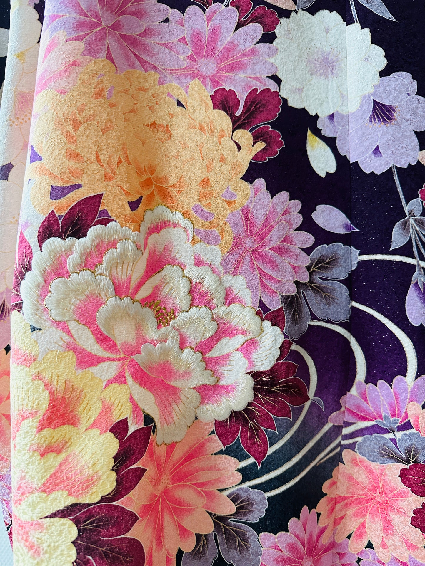 【Purple, Cherryblossom】 chemise / taille hawaïenne: 4L ＜ Nouveau ・ Silk ＞ pour les hommes, pour les femmes, le kimono japonais, les vêtements unisexais japonais, l'unisexe, les cadeaux japonais, l'article original